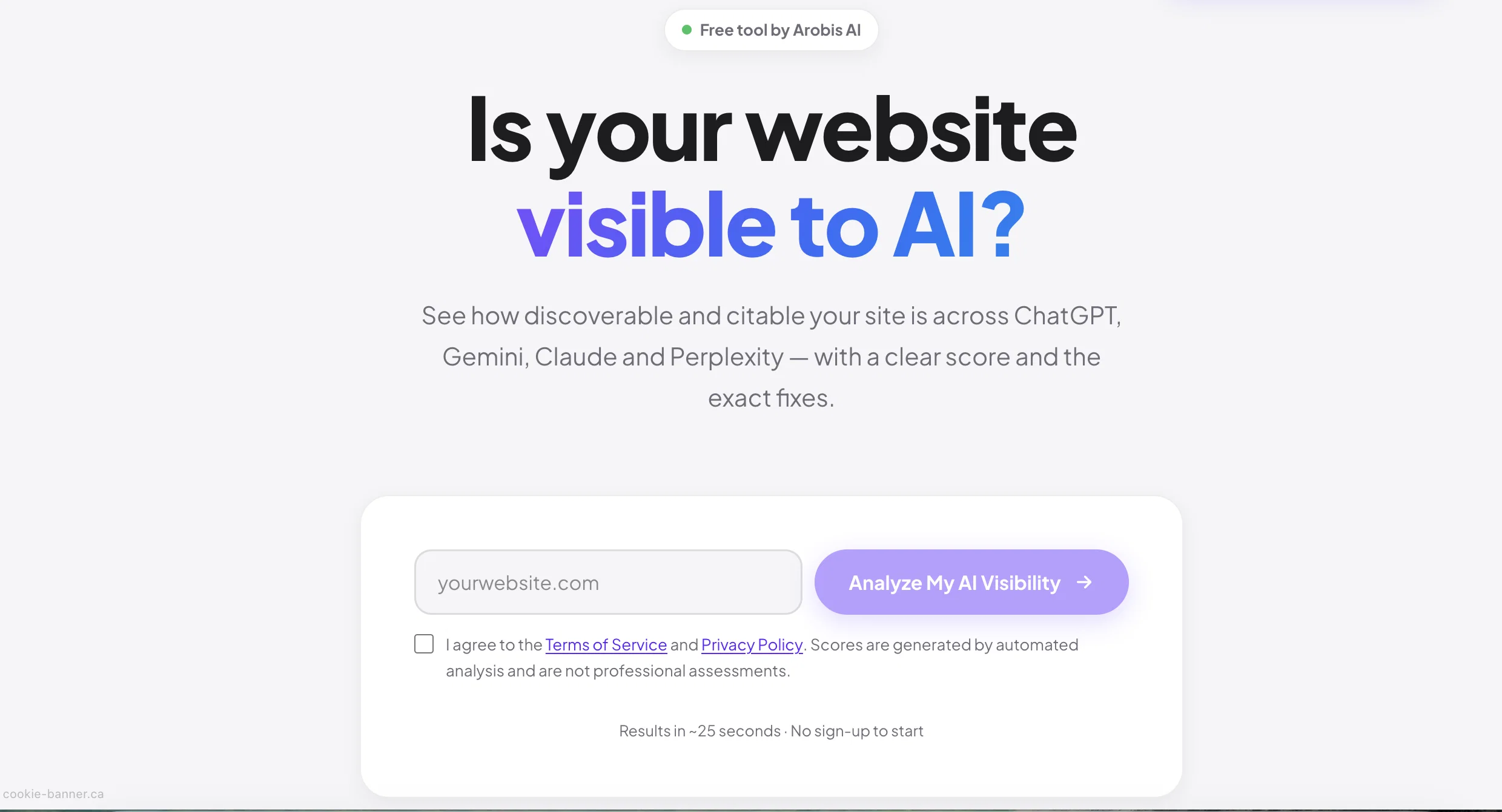 Arobis | AI Visibility Checker website