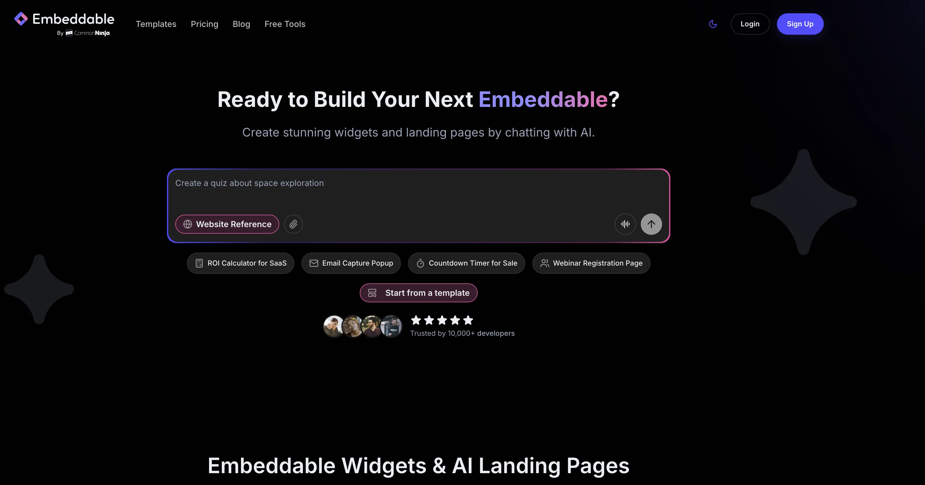 Embeddable website