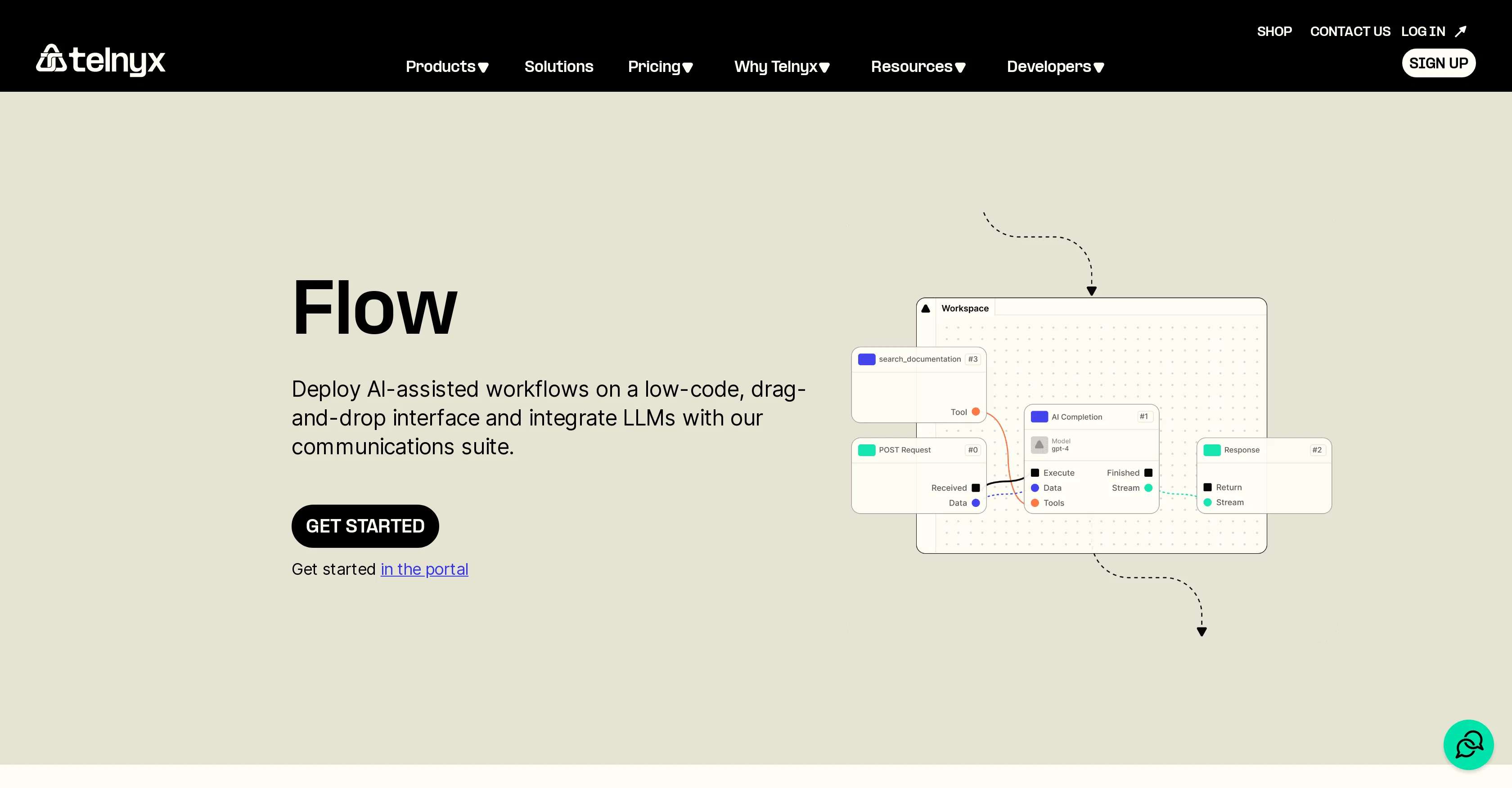 Telnyx Flow website