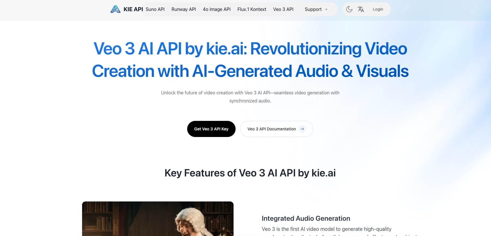 Kie.ai Veo 3 API website