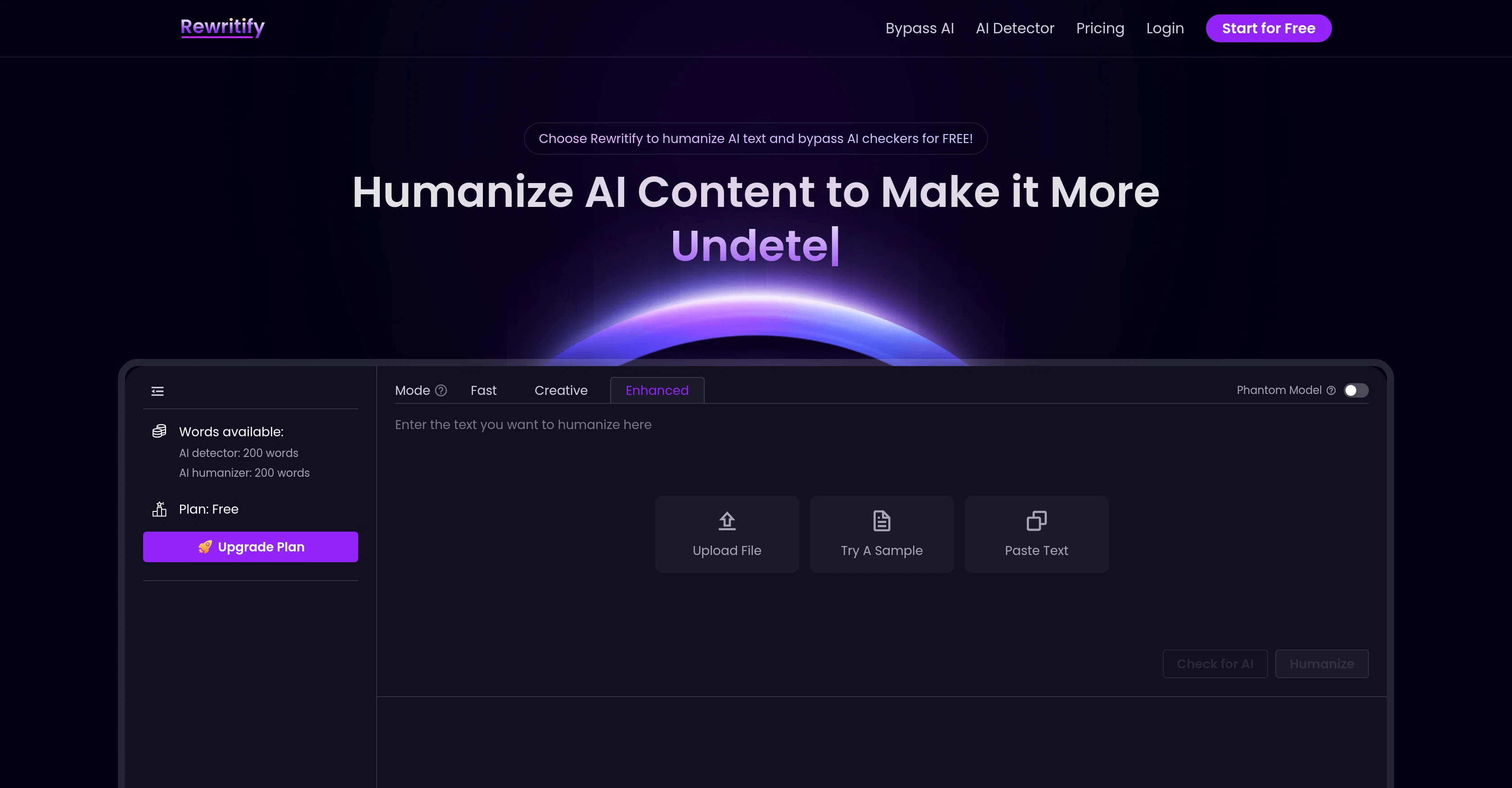 Rewritify AI website