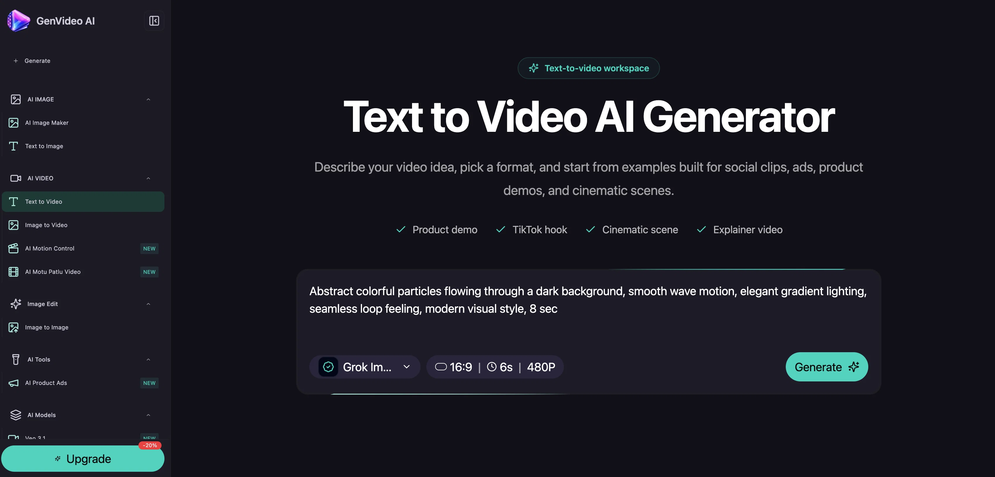 GenVideo | Text to Video Generator website