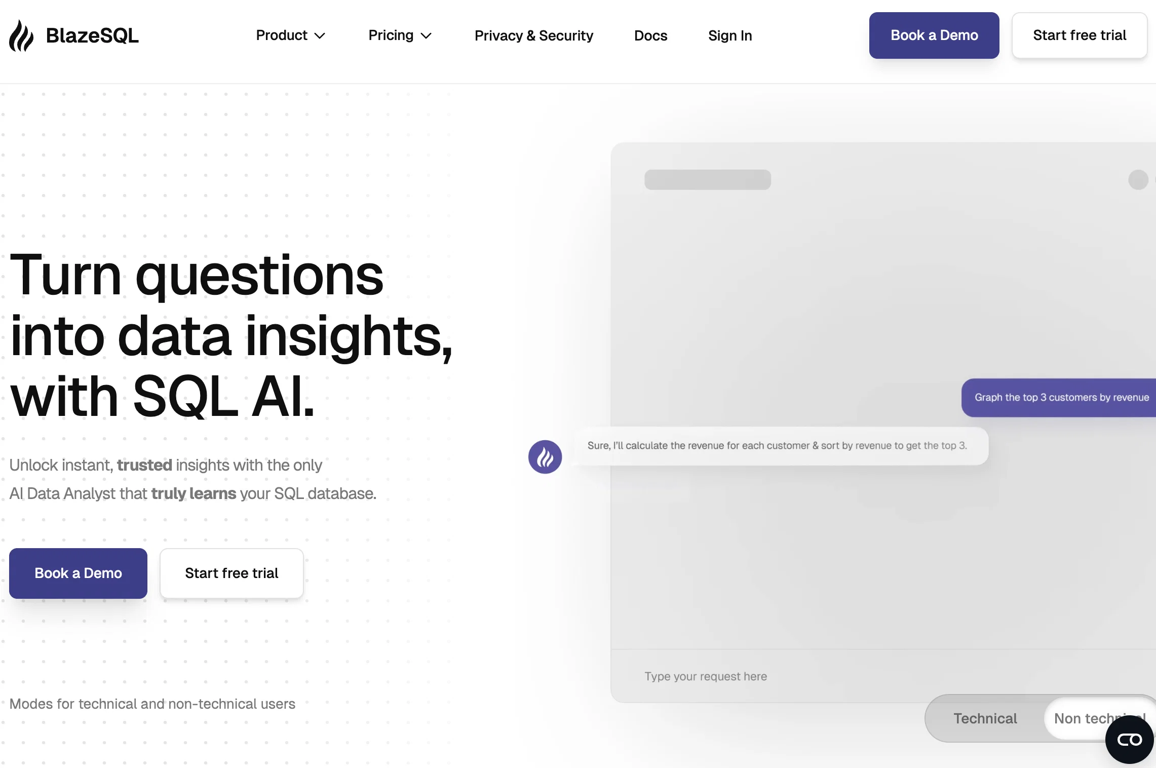 BlazeSQL website