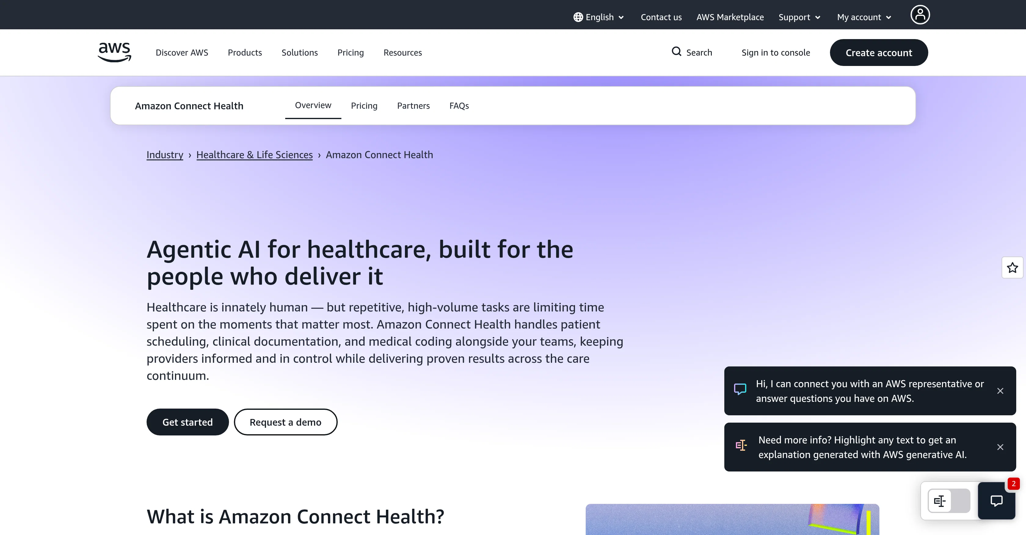 Amazon Connect Health website