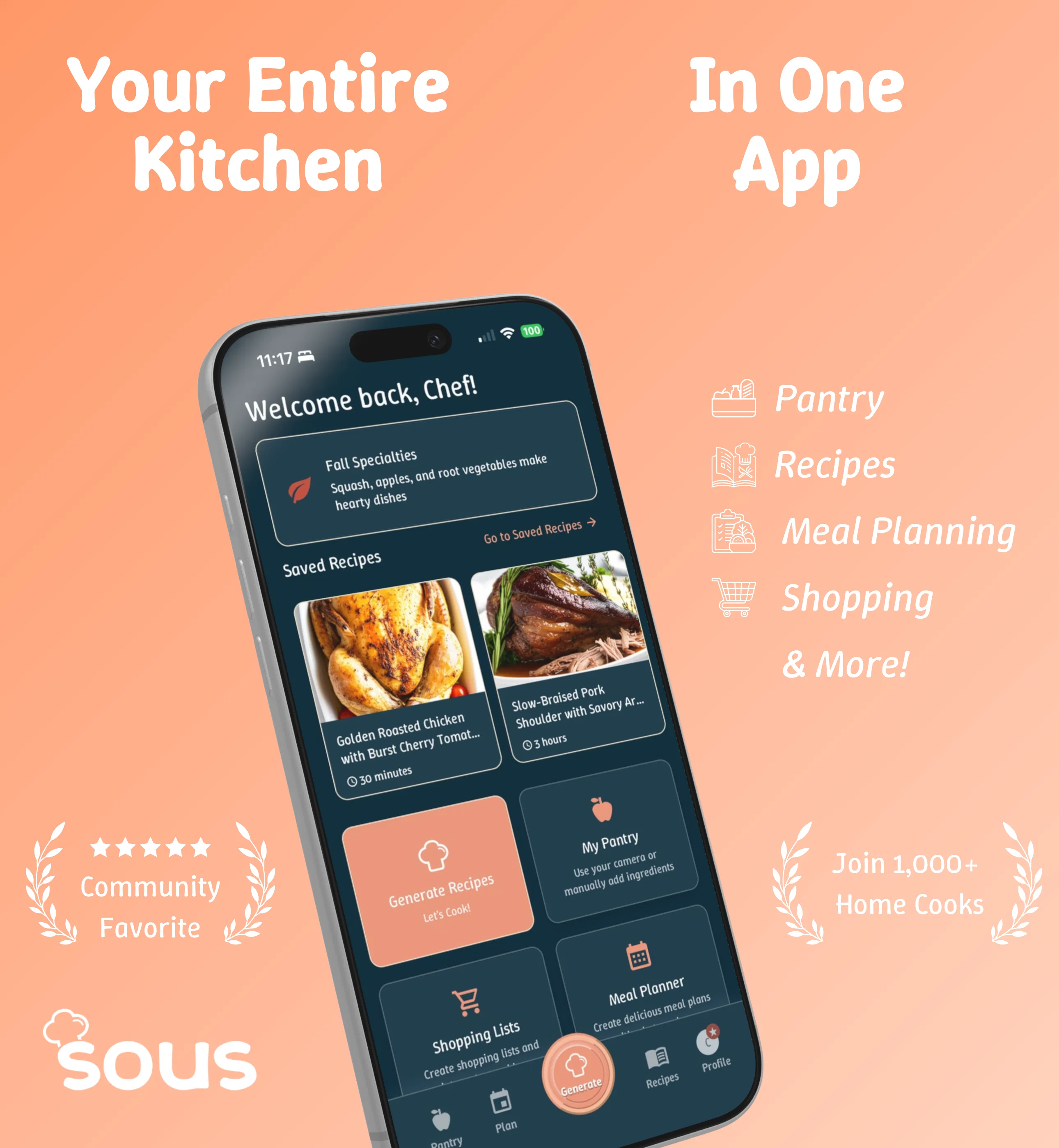 Sous | AI Recipe Generator & Kitchen Assistant website