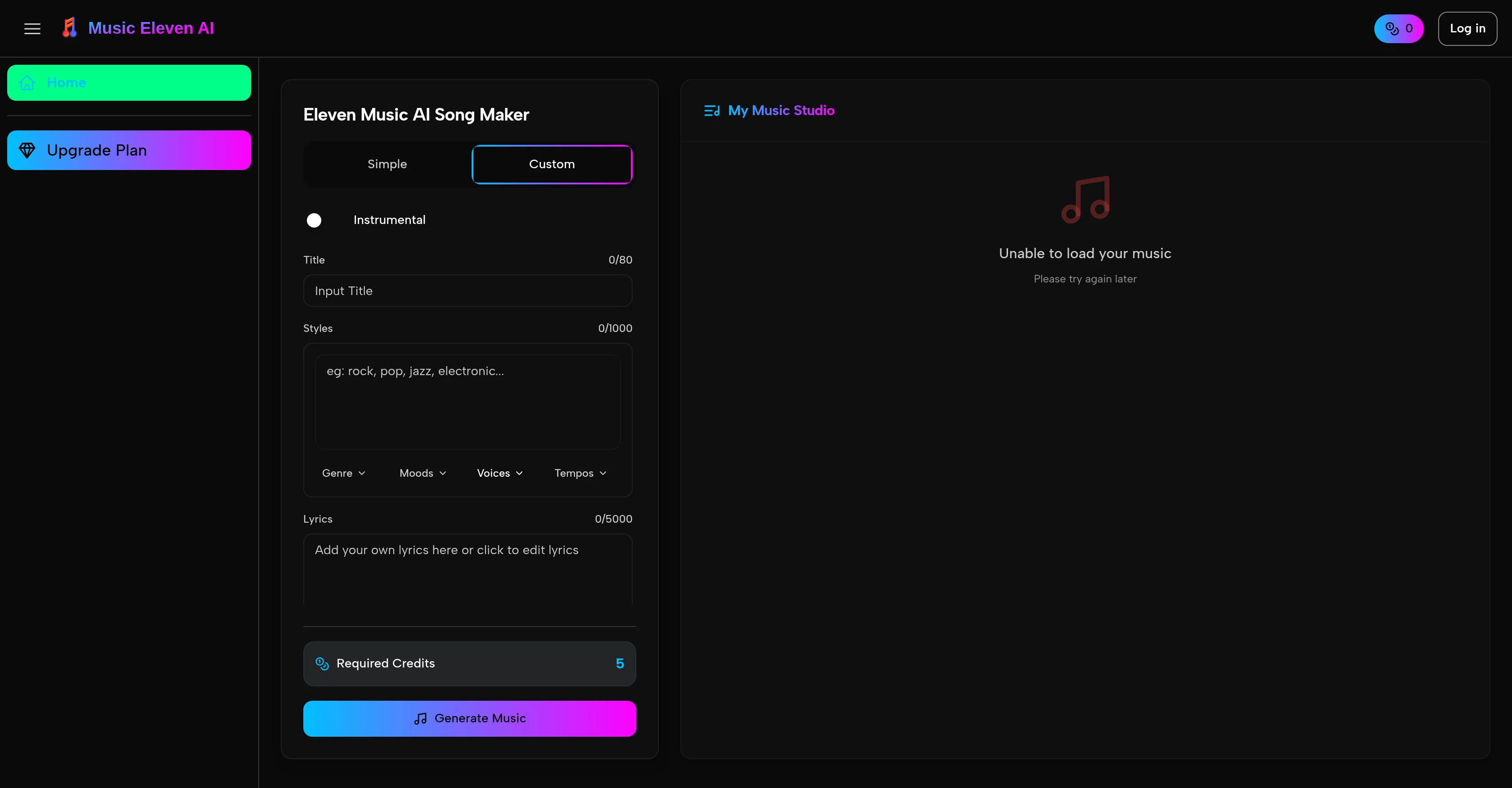 Music Eleven AI website