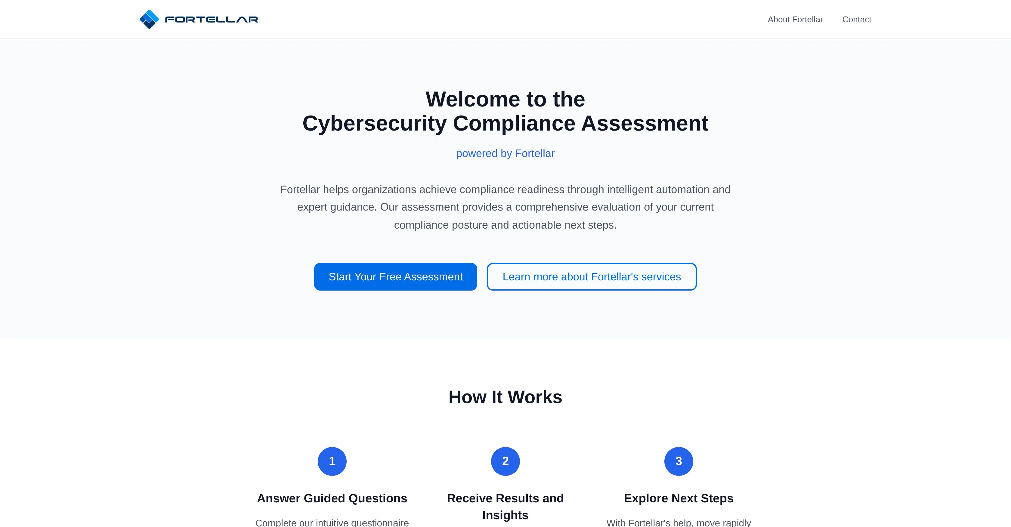 Fortellar | Cybersecurity Compliance Assessment website