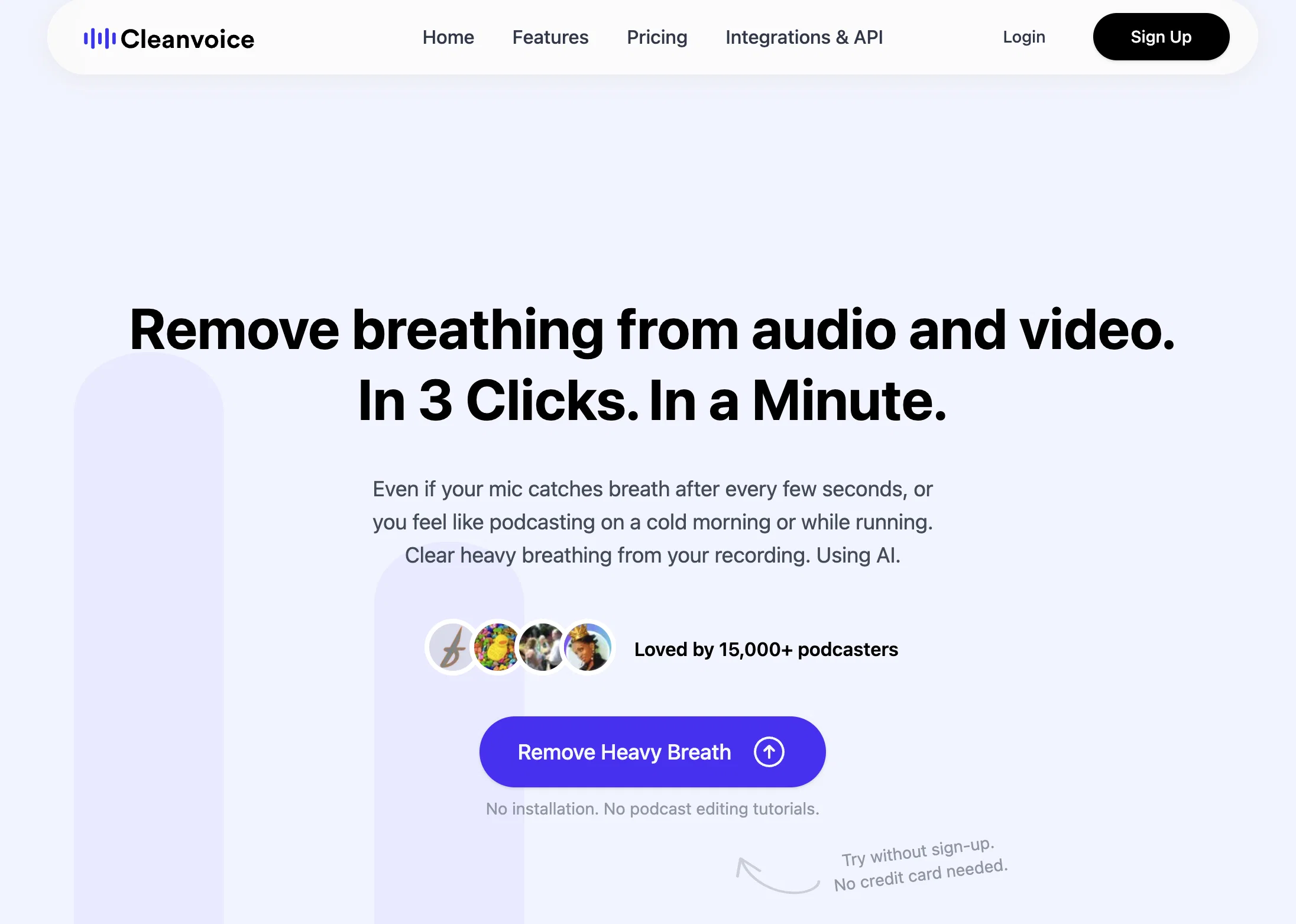Cleanvoice AI Breath Remover website