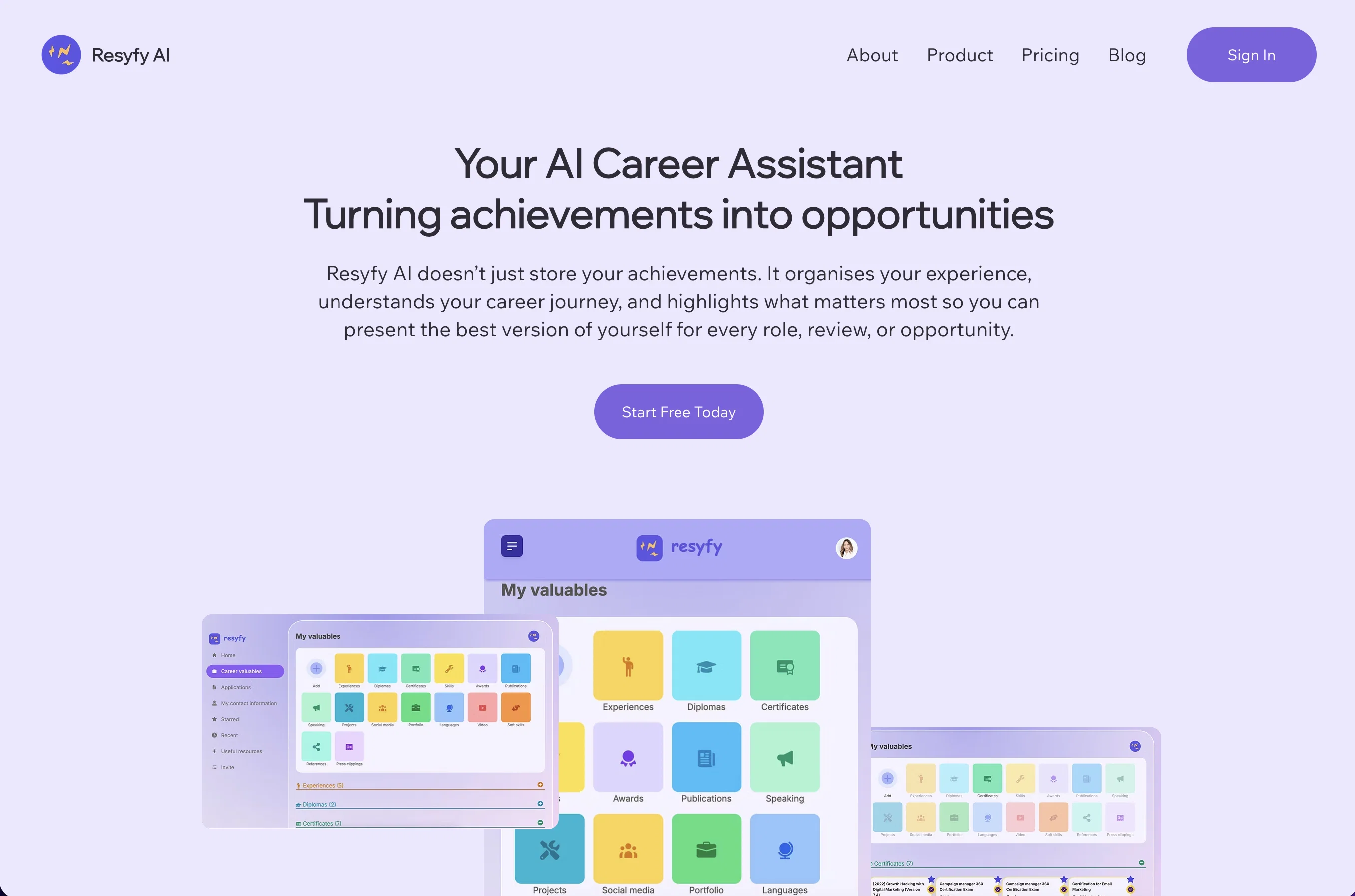 Resyfy AI website