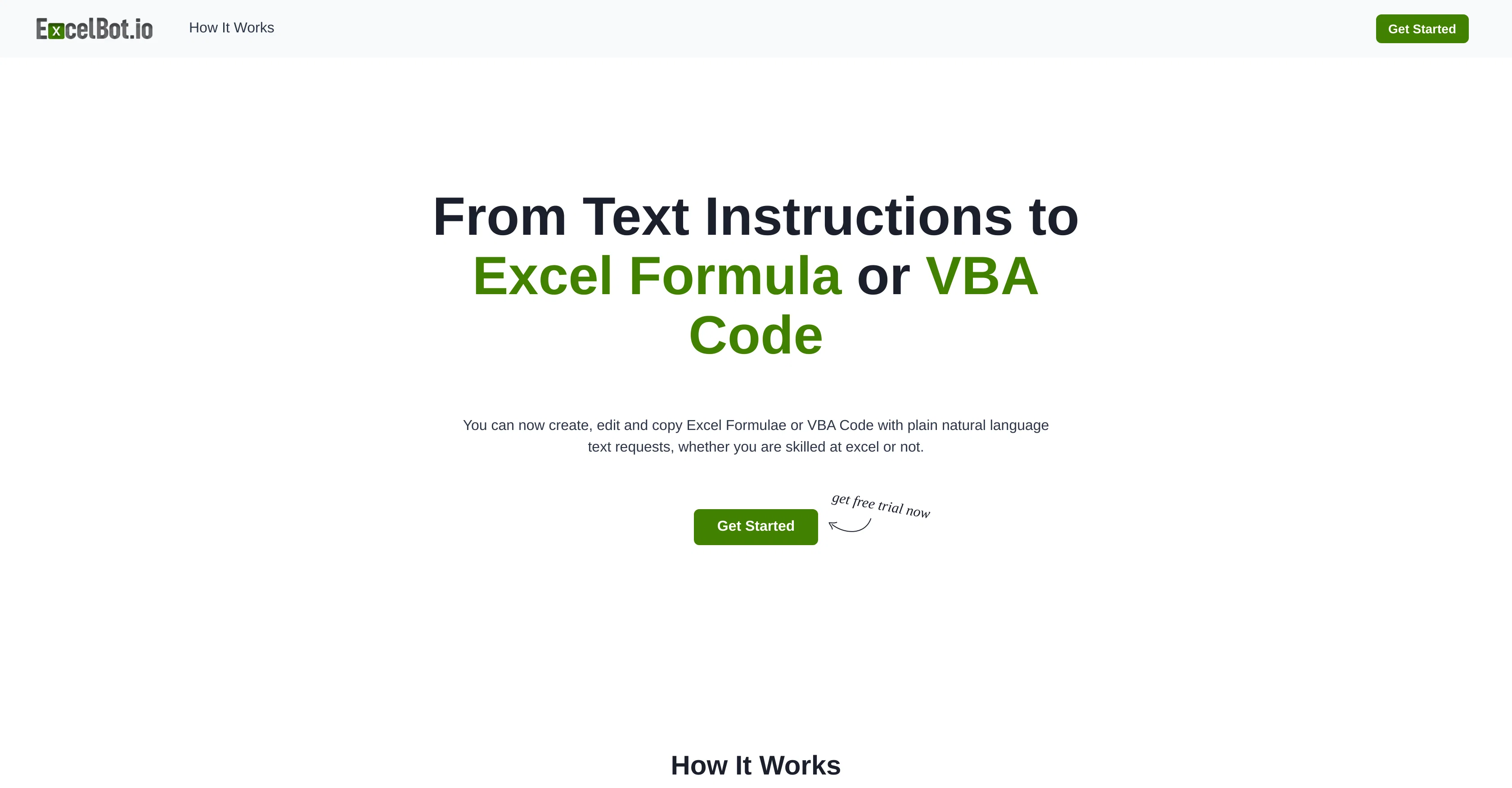 ExcelBot website