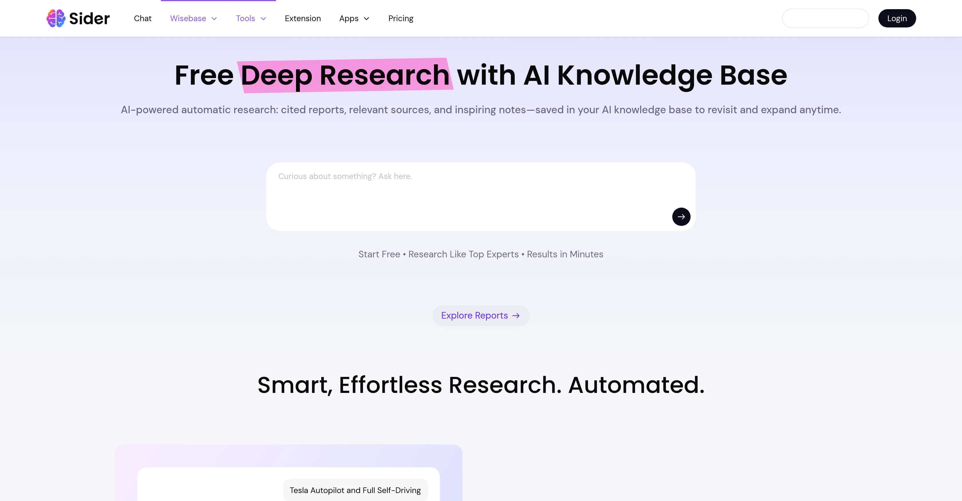 Sider Deep Research website