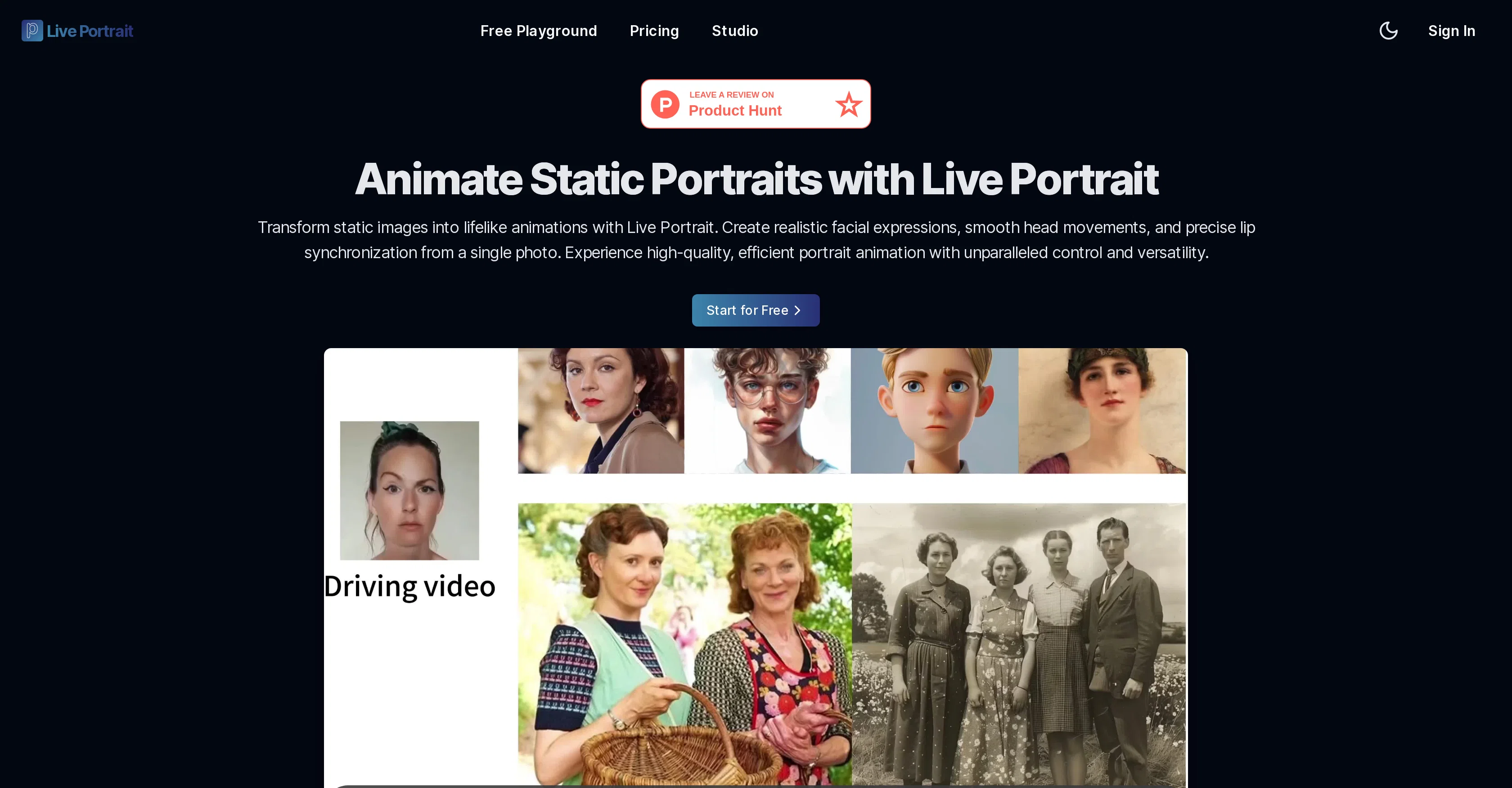 Live-Portrait.org website