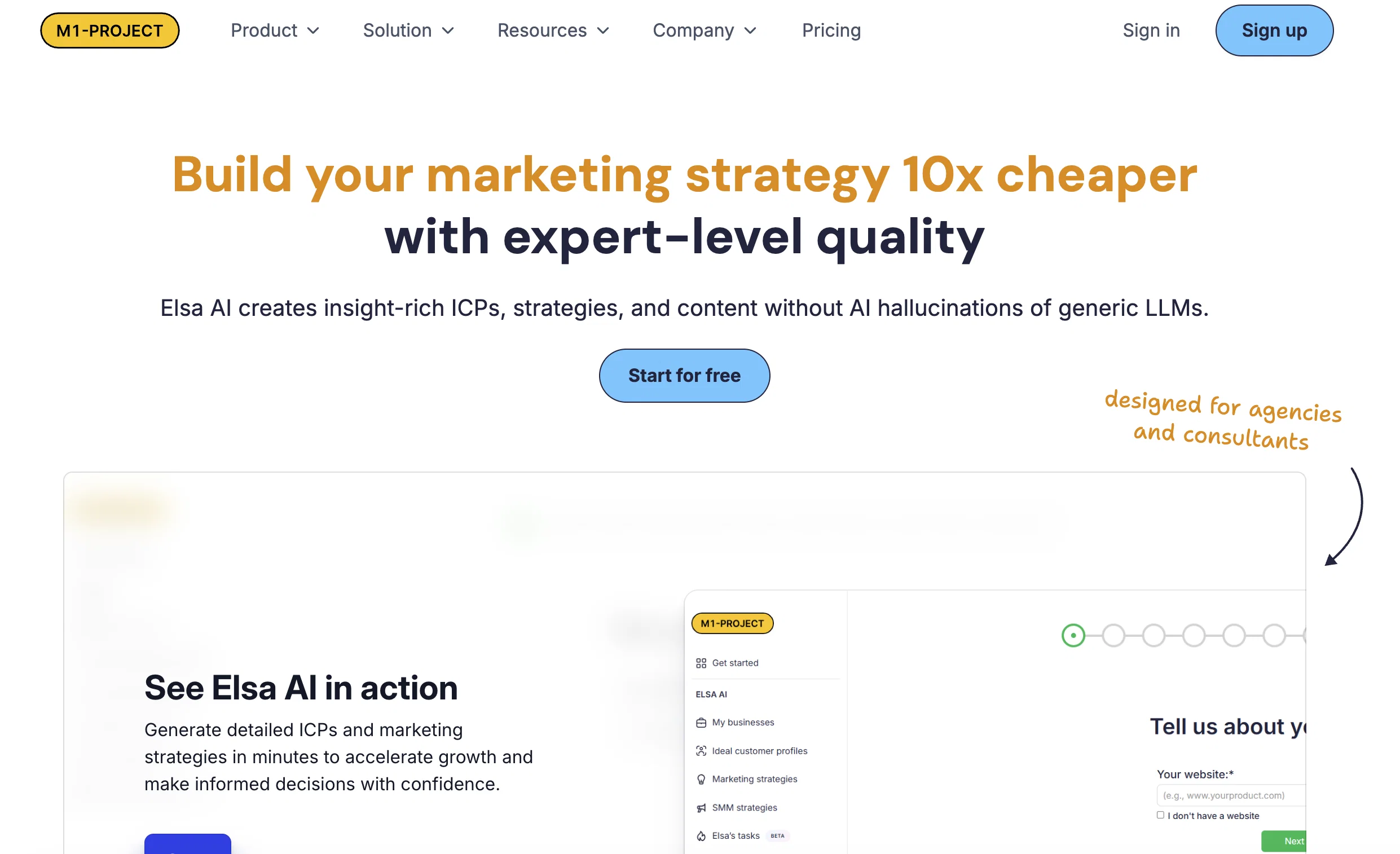 Marketing Assistant (Elsa AI) website