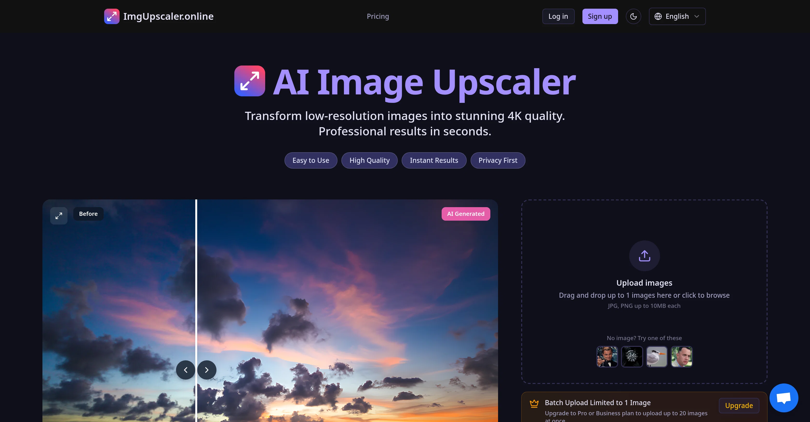 ImgUpscaler.Online website