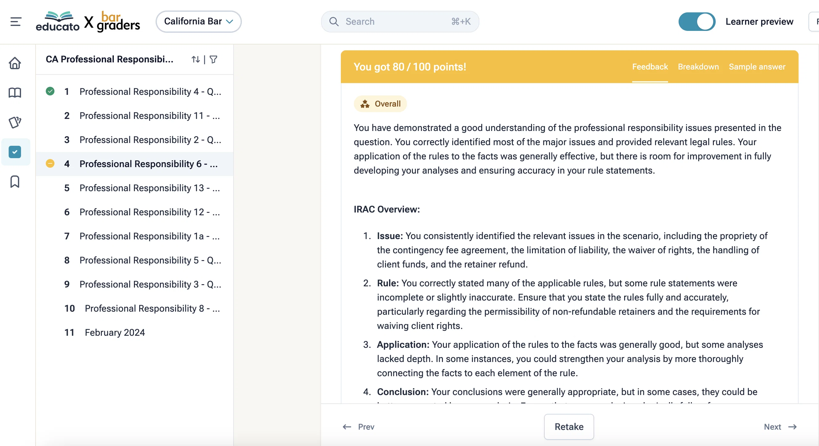 Bar Exam - Educato AI website