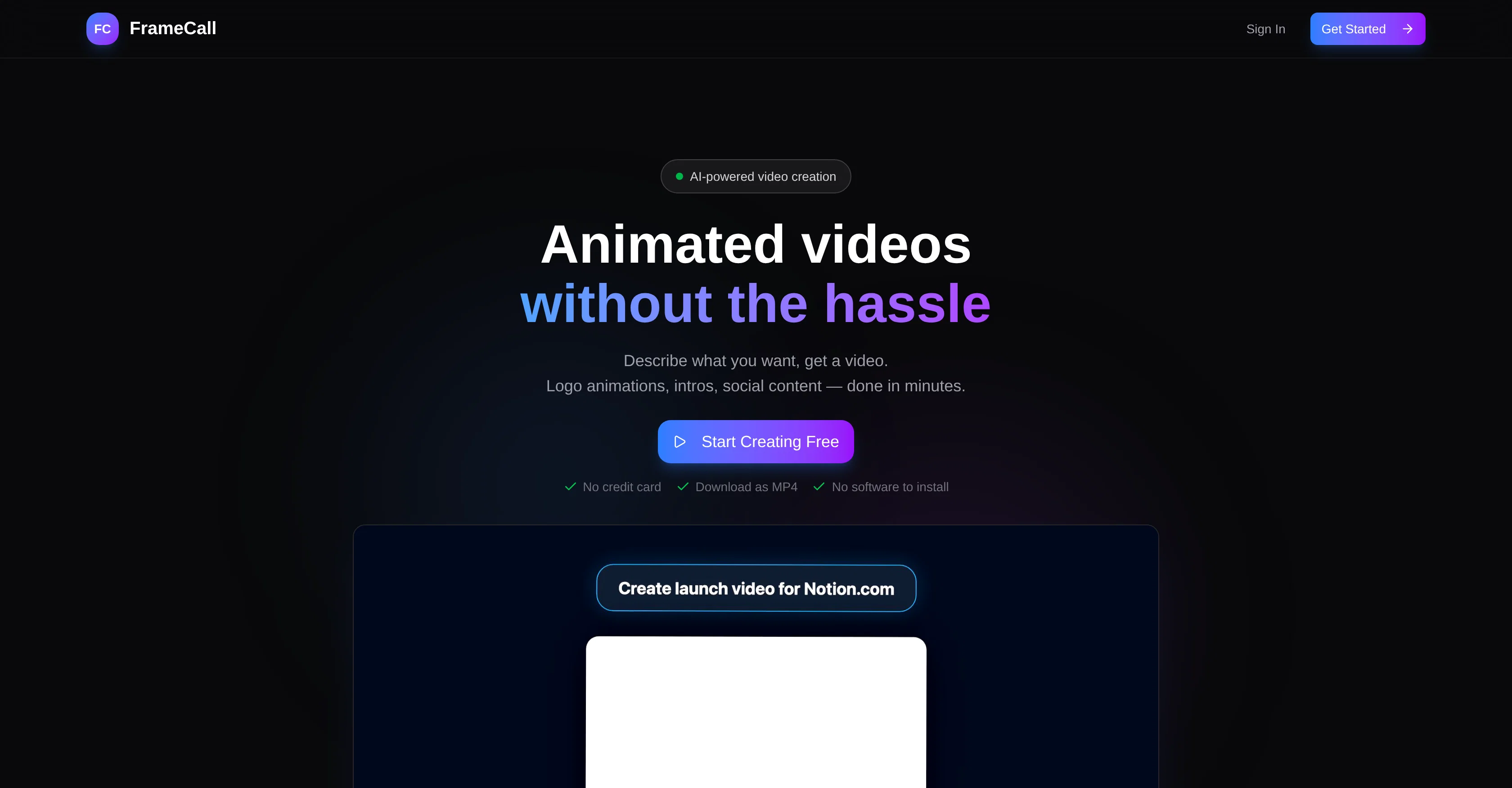 FrameCall website