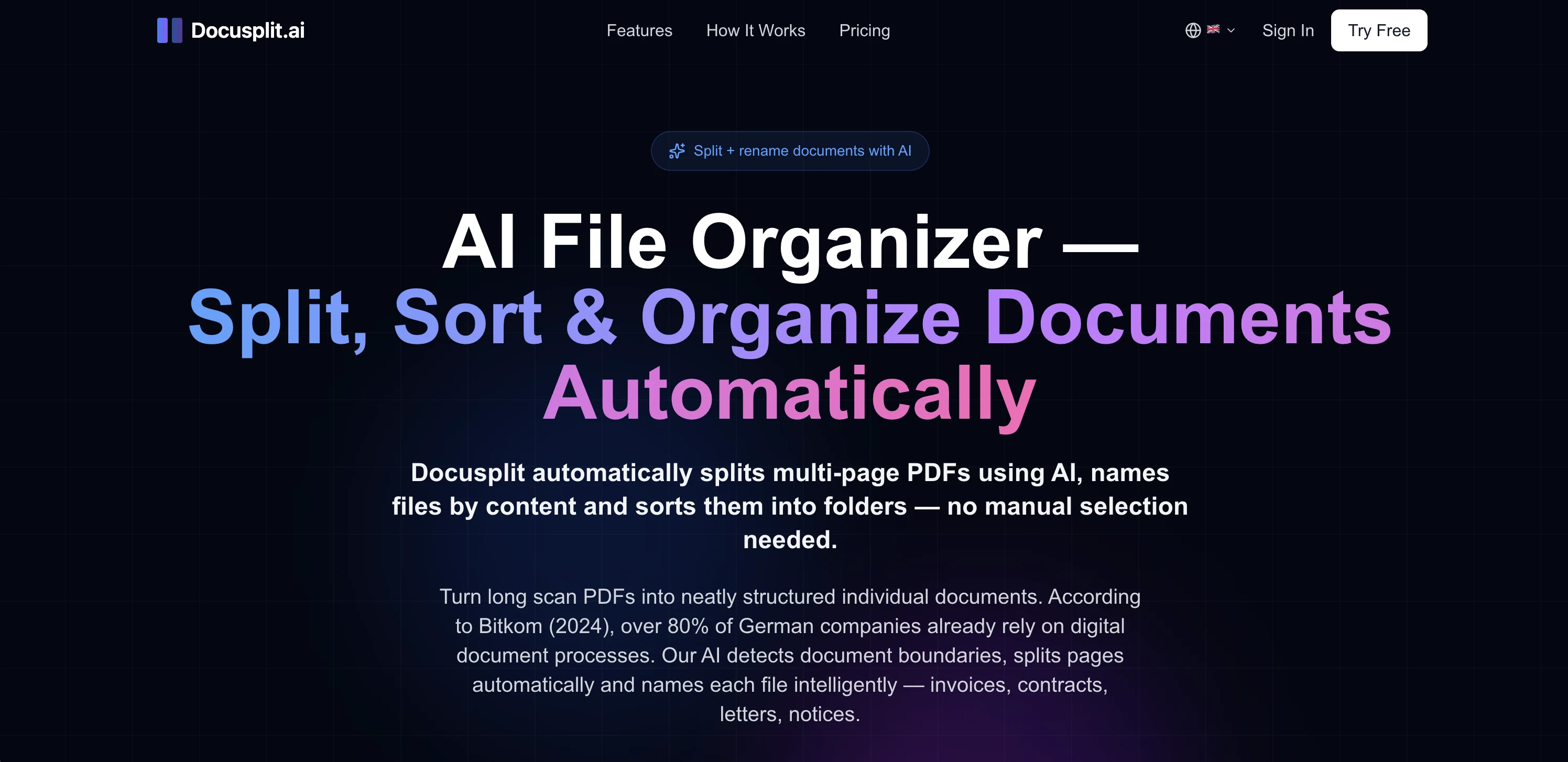 Docusplit AI website