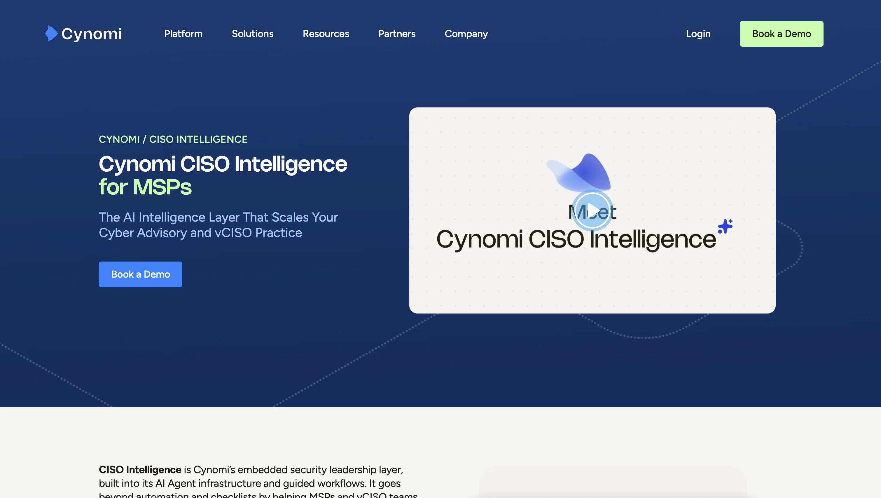 Cynomi CISO Intelligence website