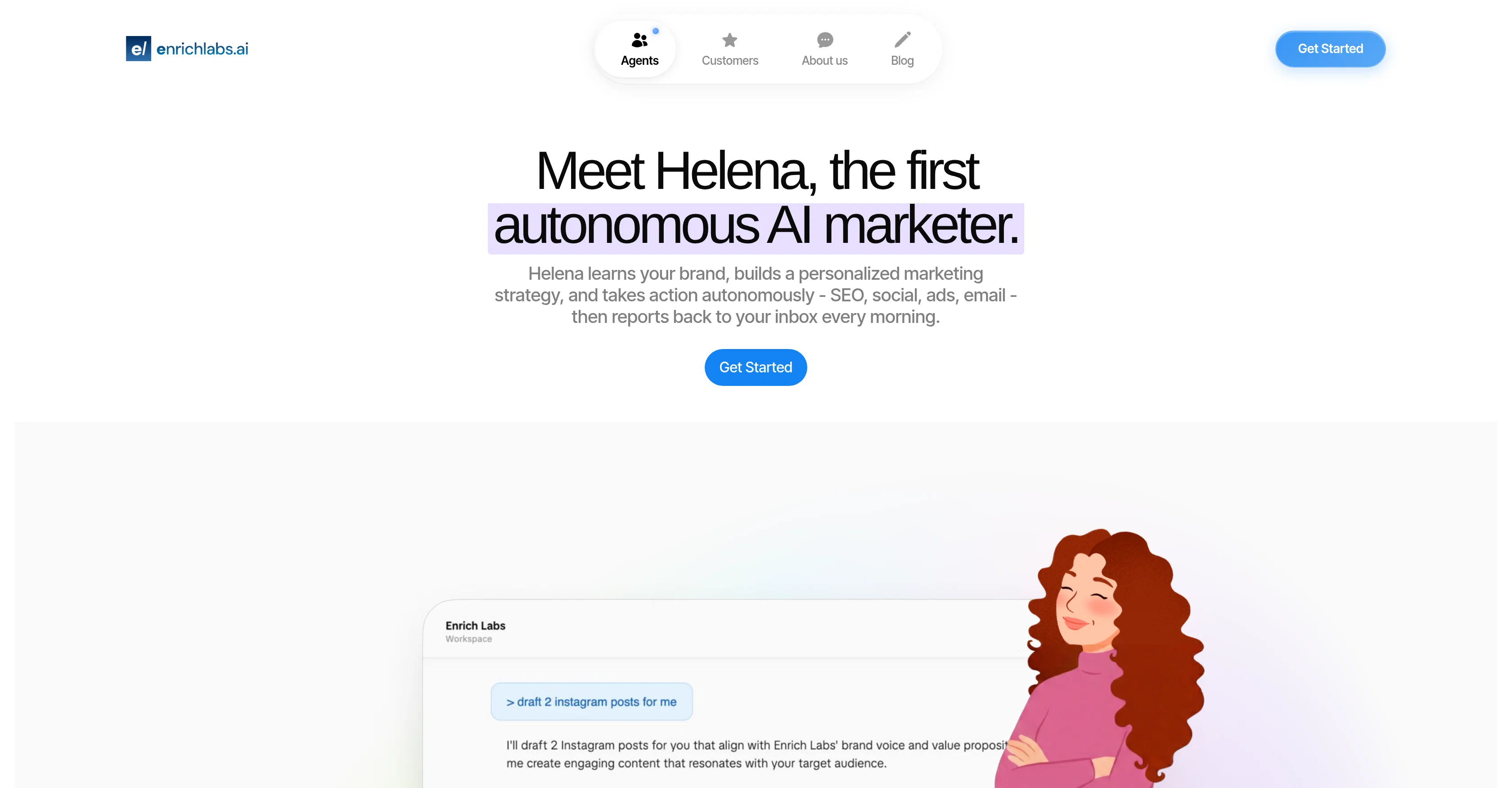 Helena by Enrich Labs website