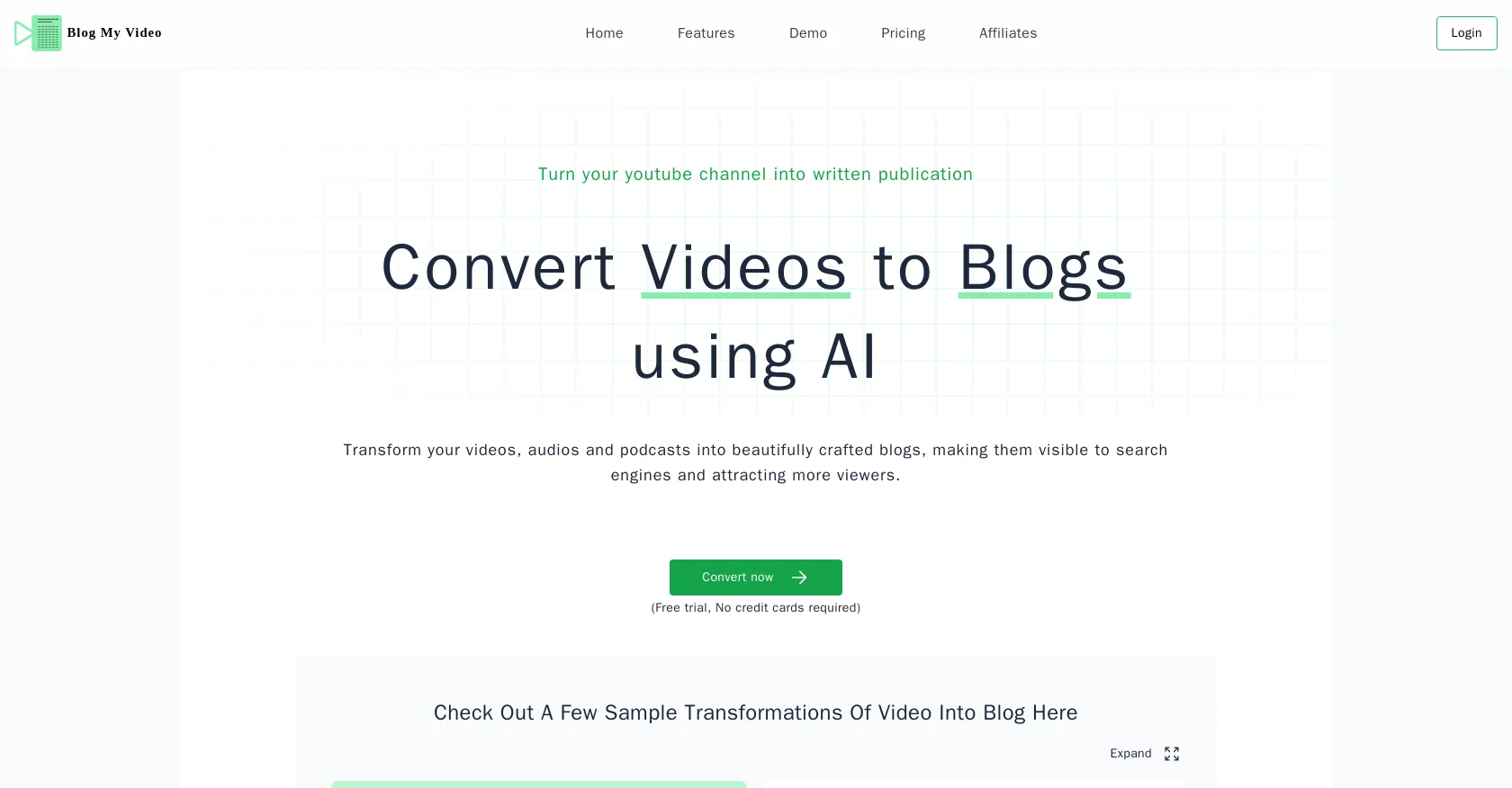 BlogMyVideo website