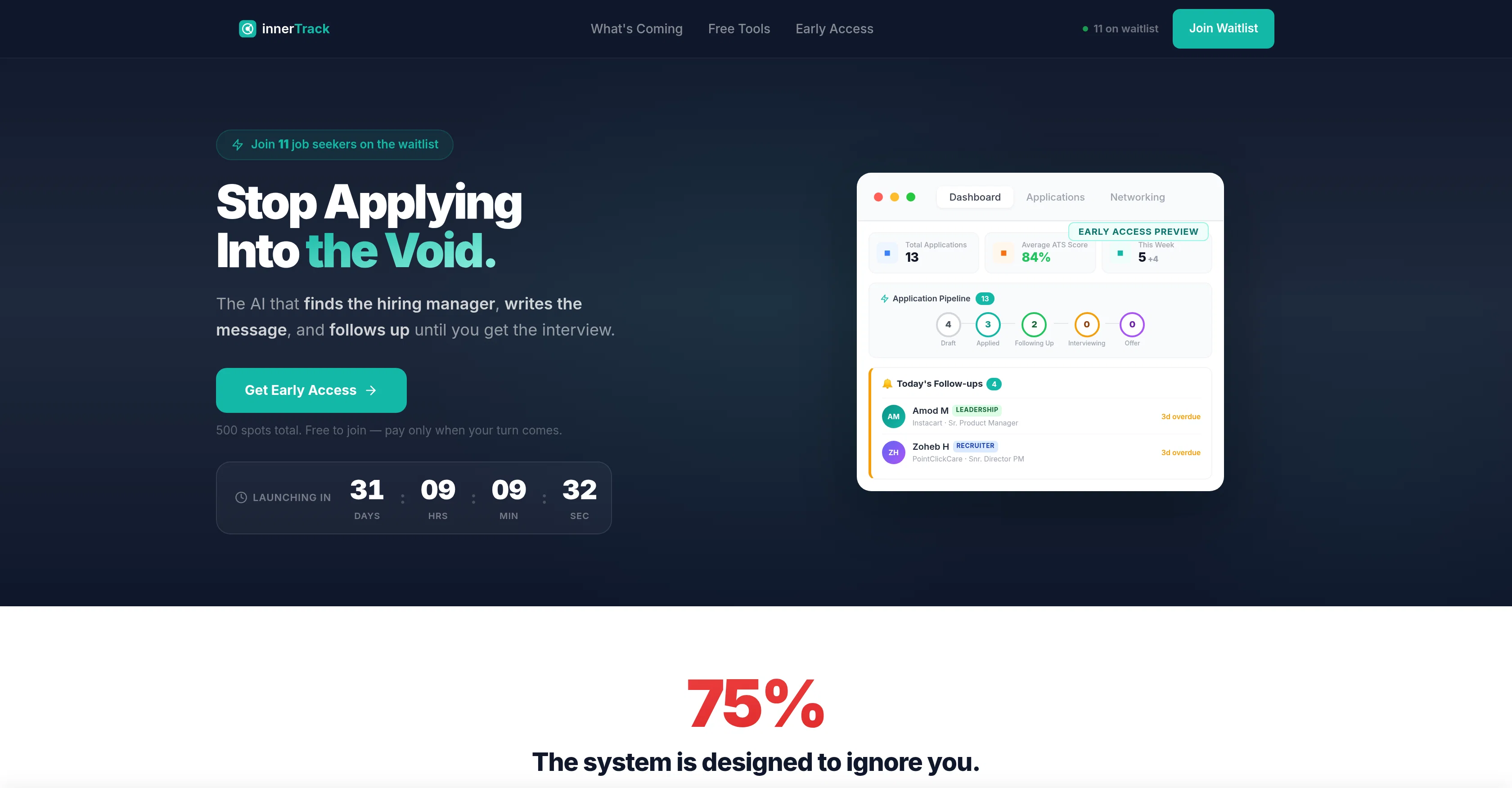 innerTrack – Job Application Assistant website