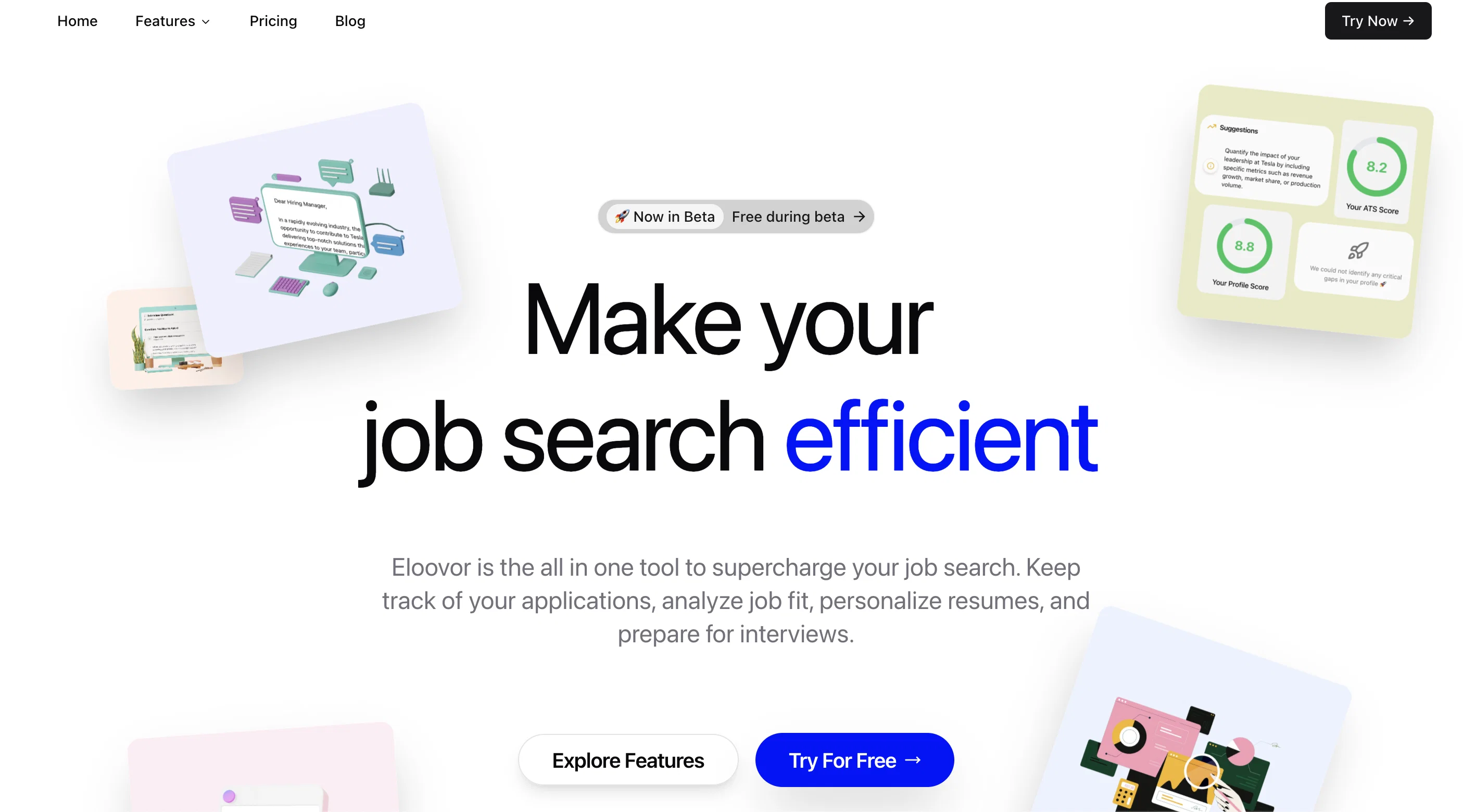 Eloovor – AI Job Search Workspace website