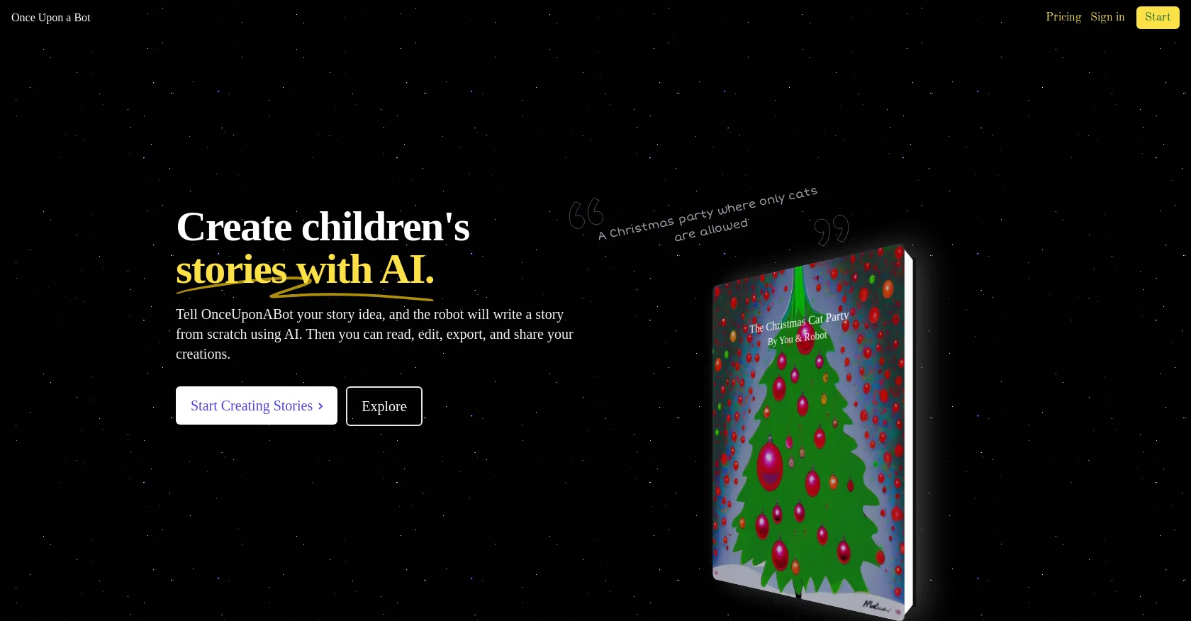 Once Upon A Bot website