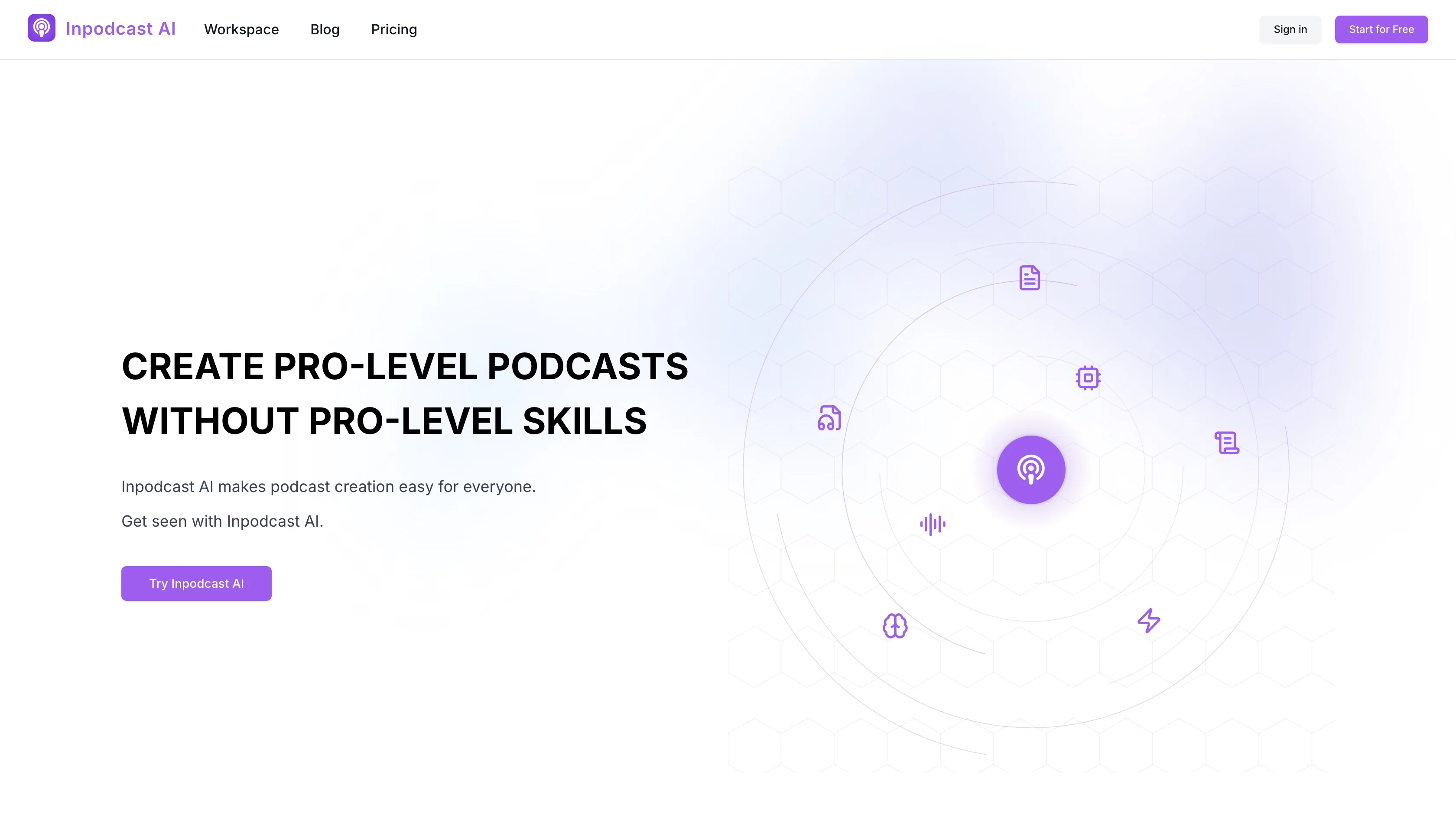 Inpodcast AI website