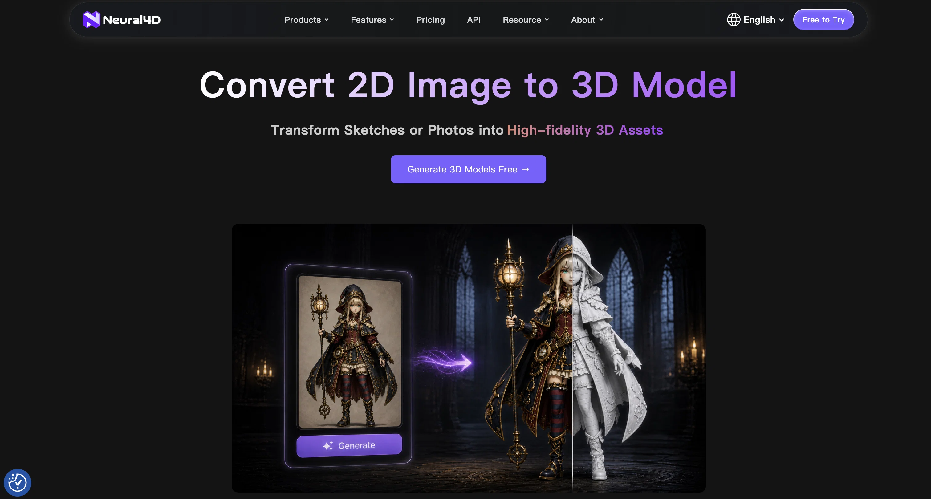 Neural4D | Image to 3D website
