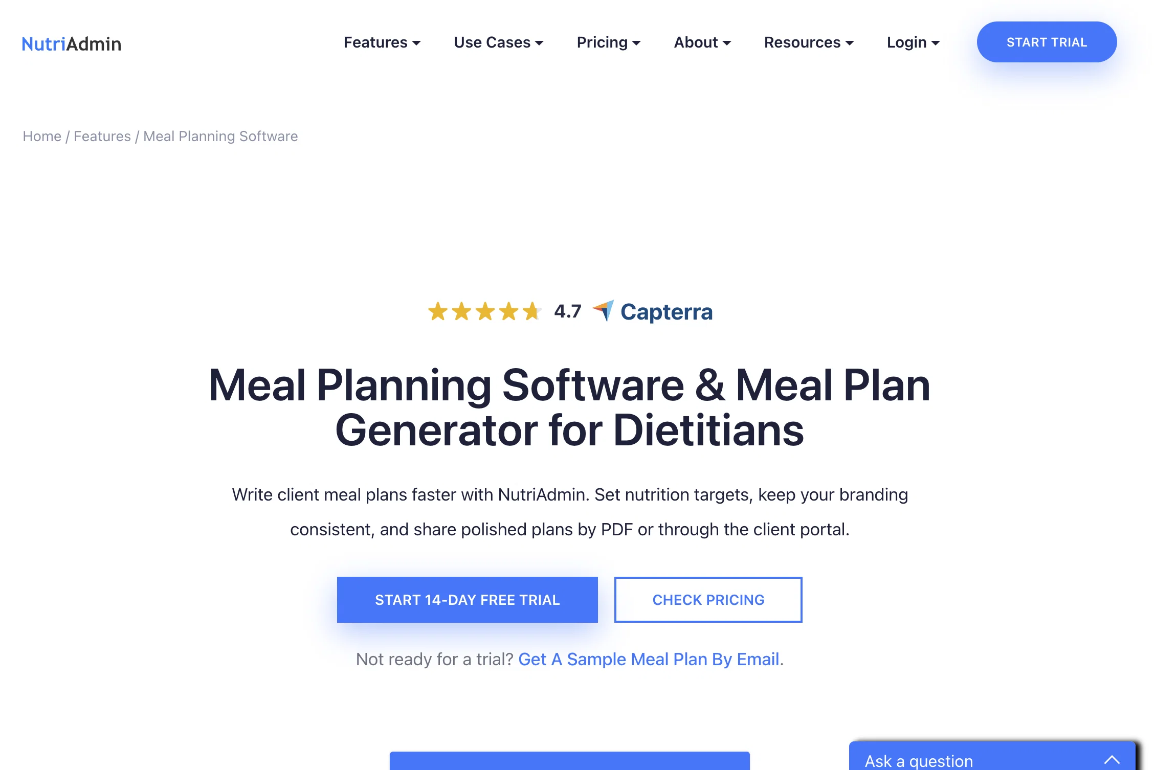 NutriAdmin website