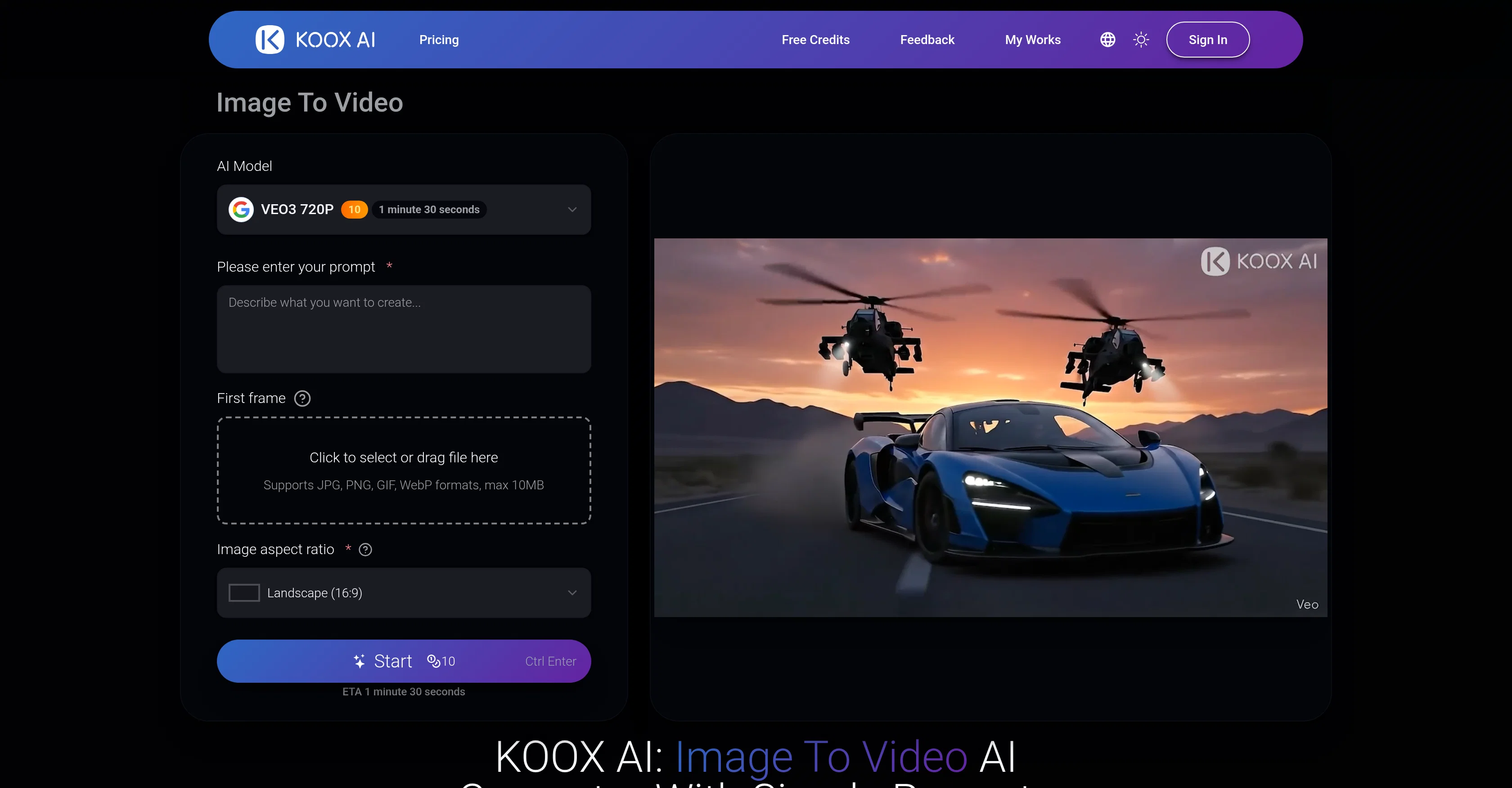 IMAGE TO VIDE - KOOX AI website