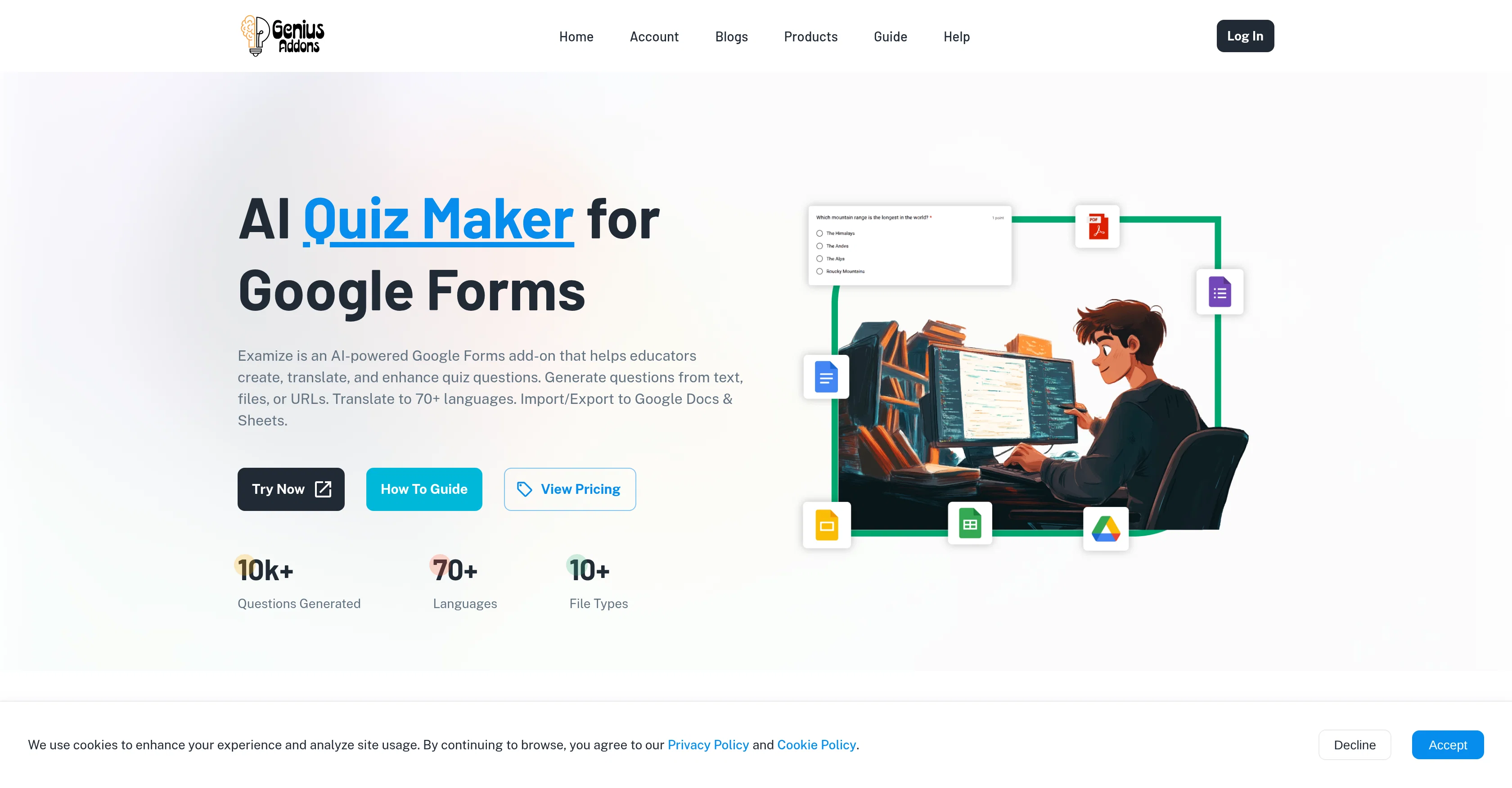 Examize: AI Quiz Maker website