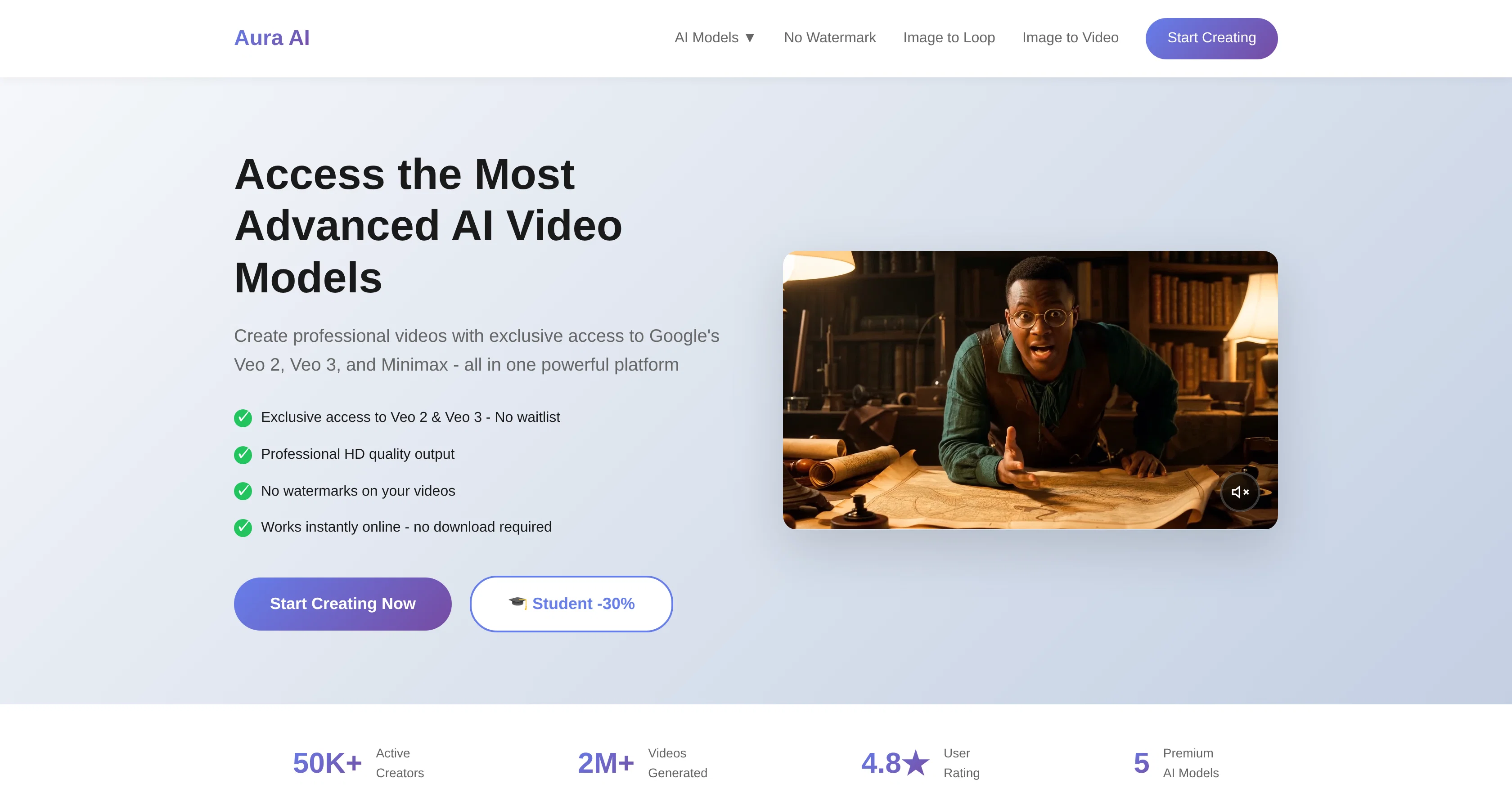 Aura AI - AI Video Generator website