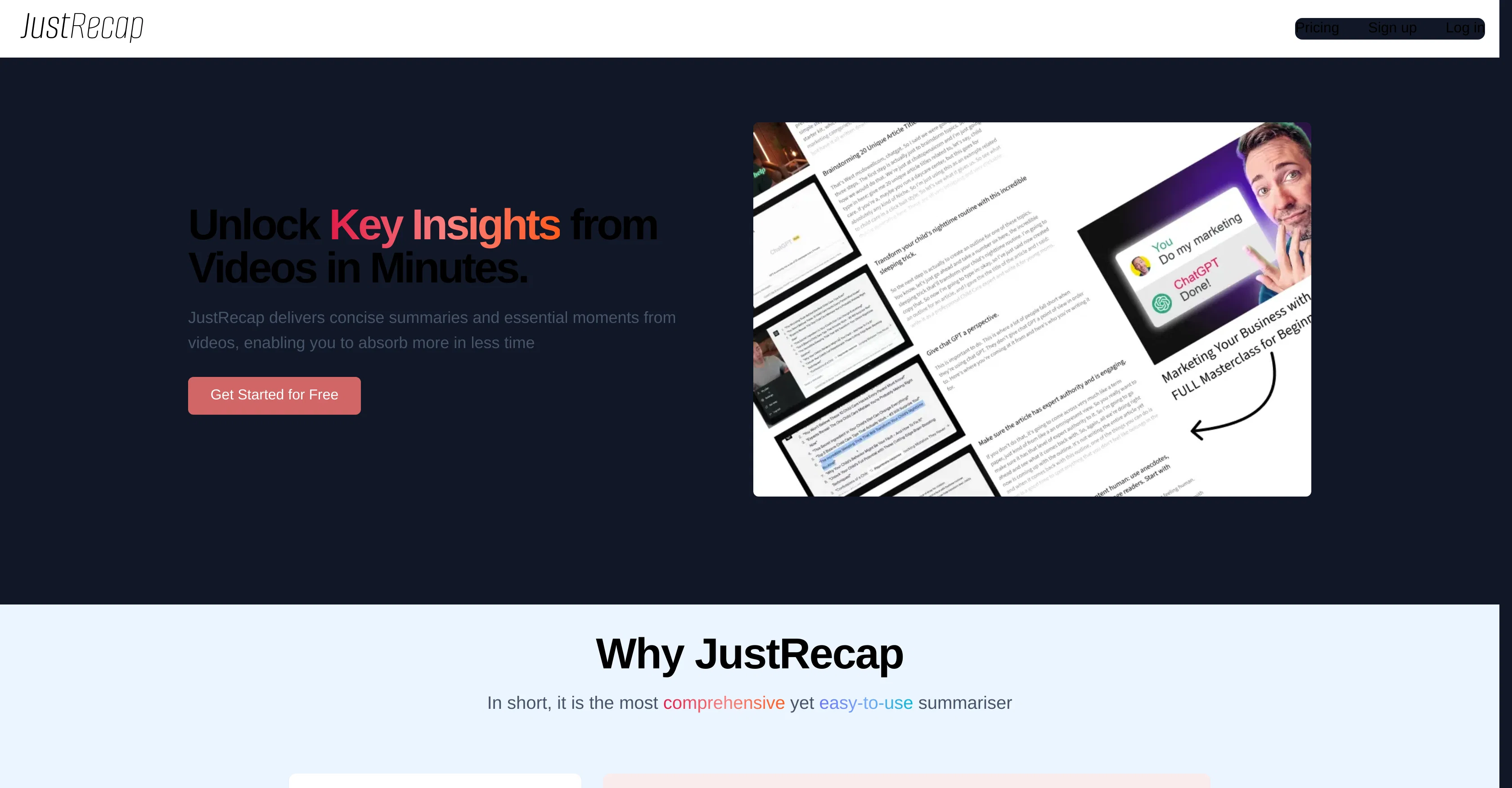 JustRecap website