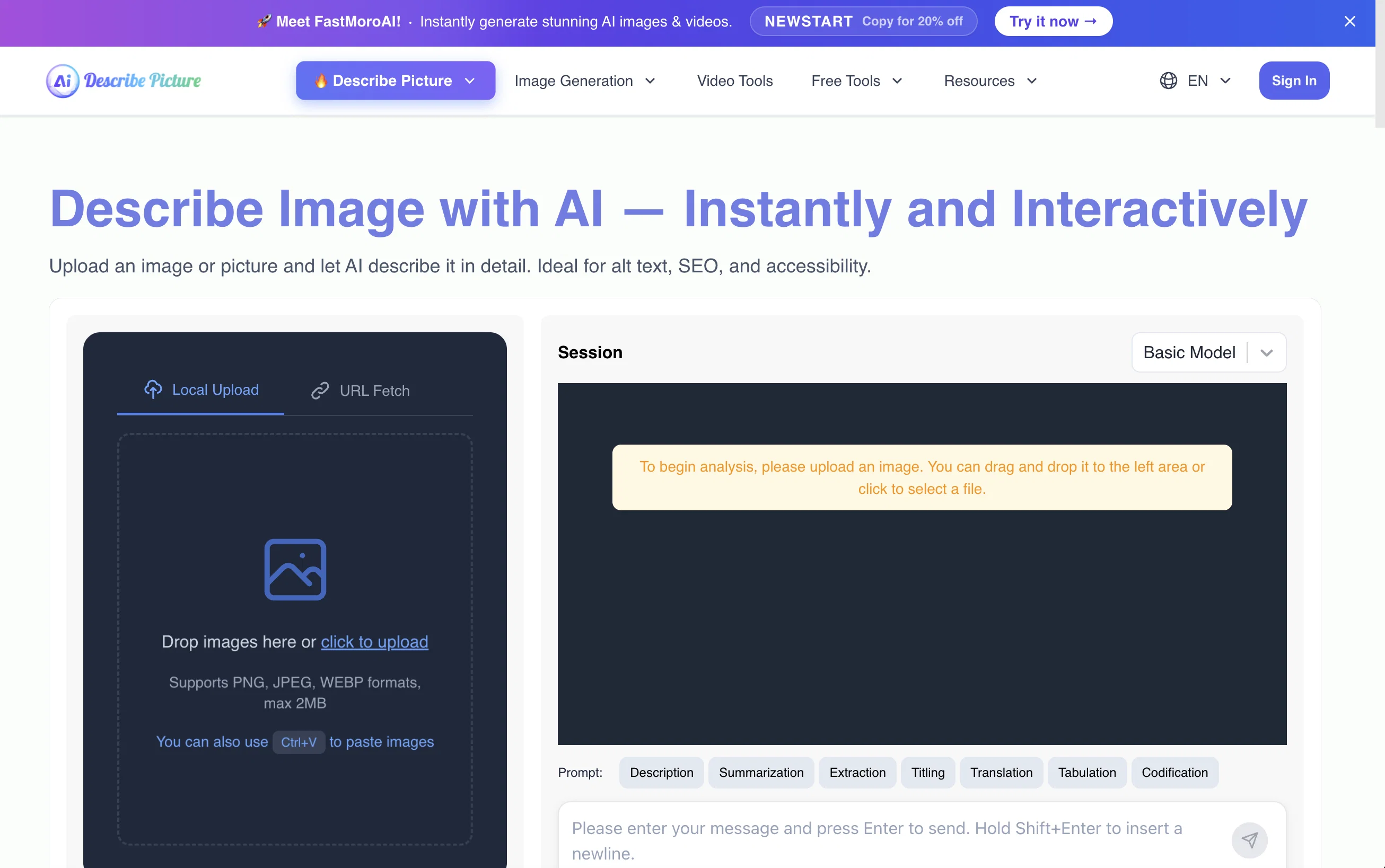 AI Describe Picture website