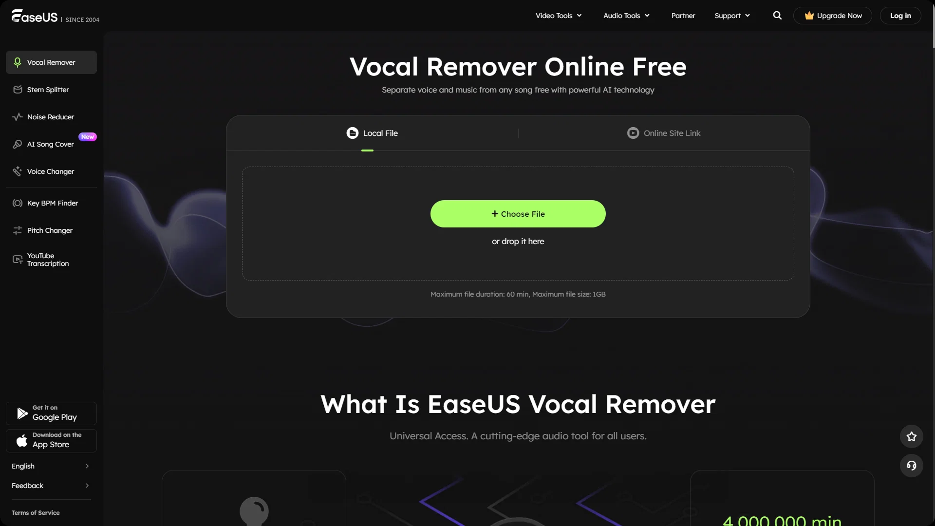 EaseUS Online Vocal Remover website