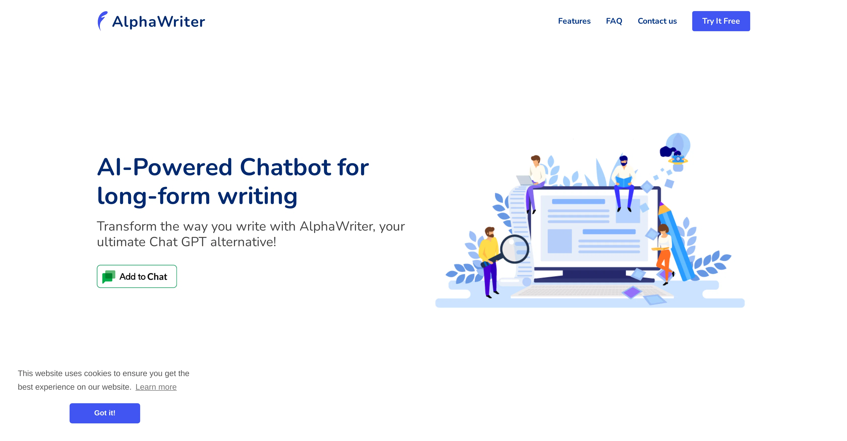 AlphaWriter website