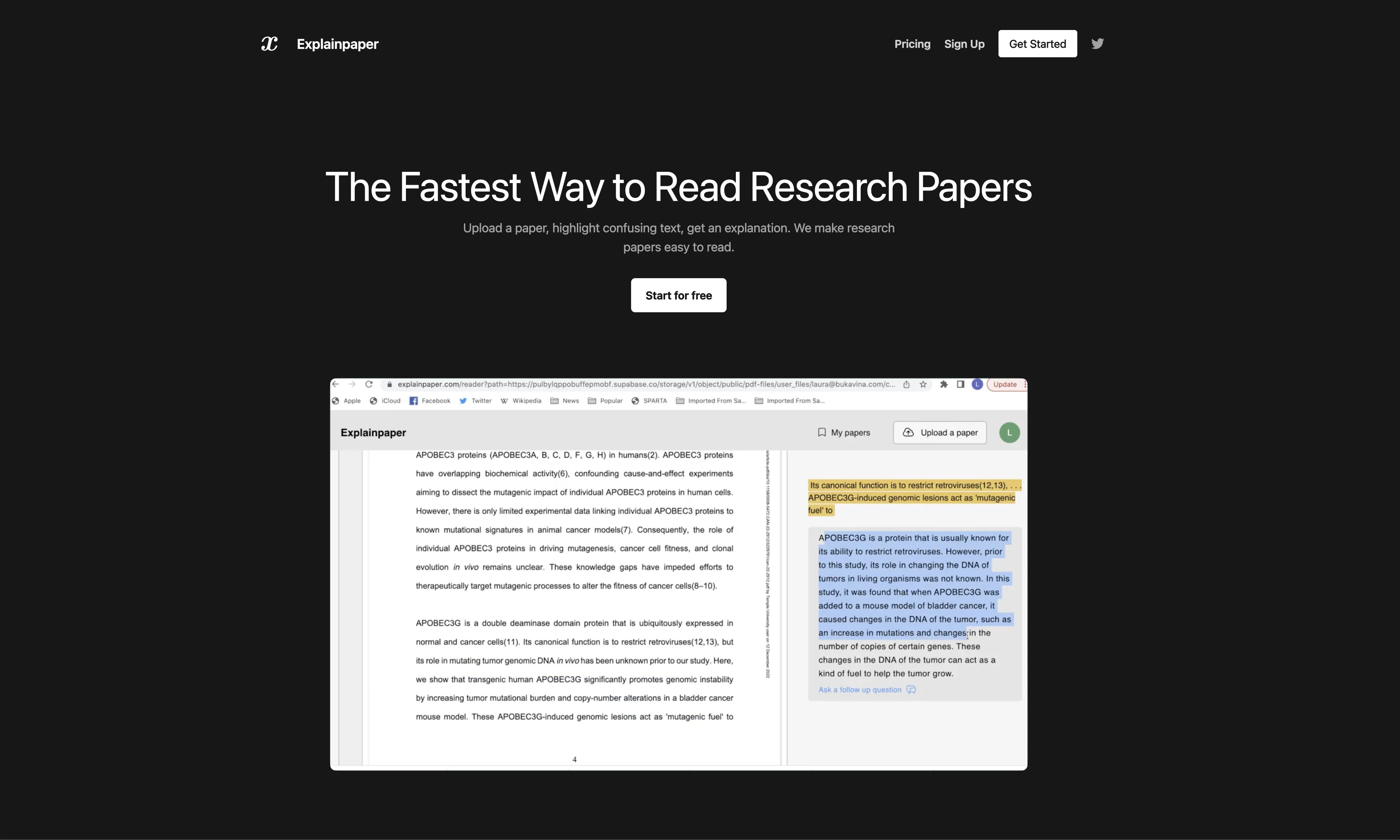 Explainpaper website