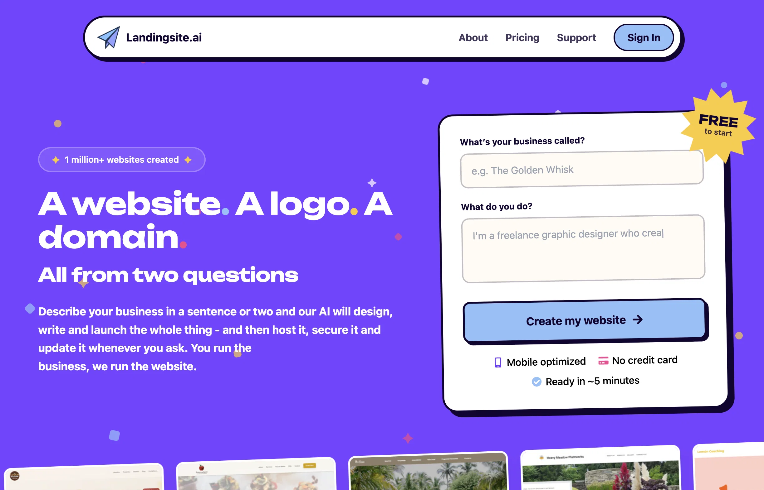 Landingsite website