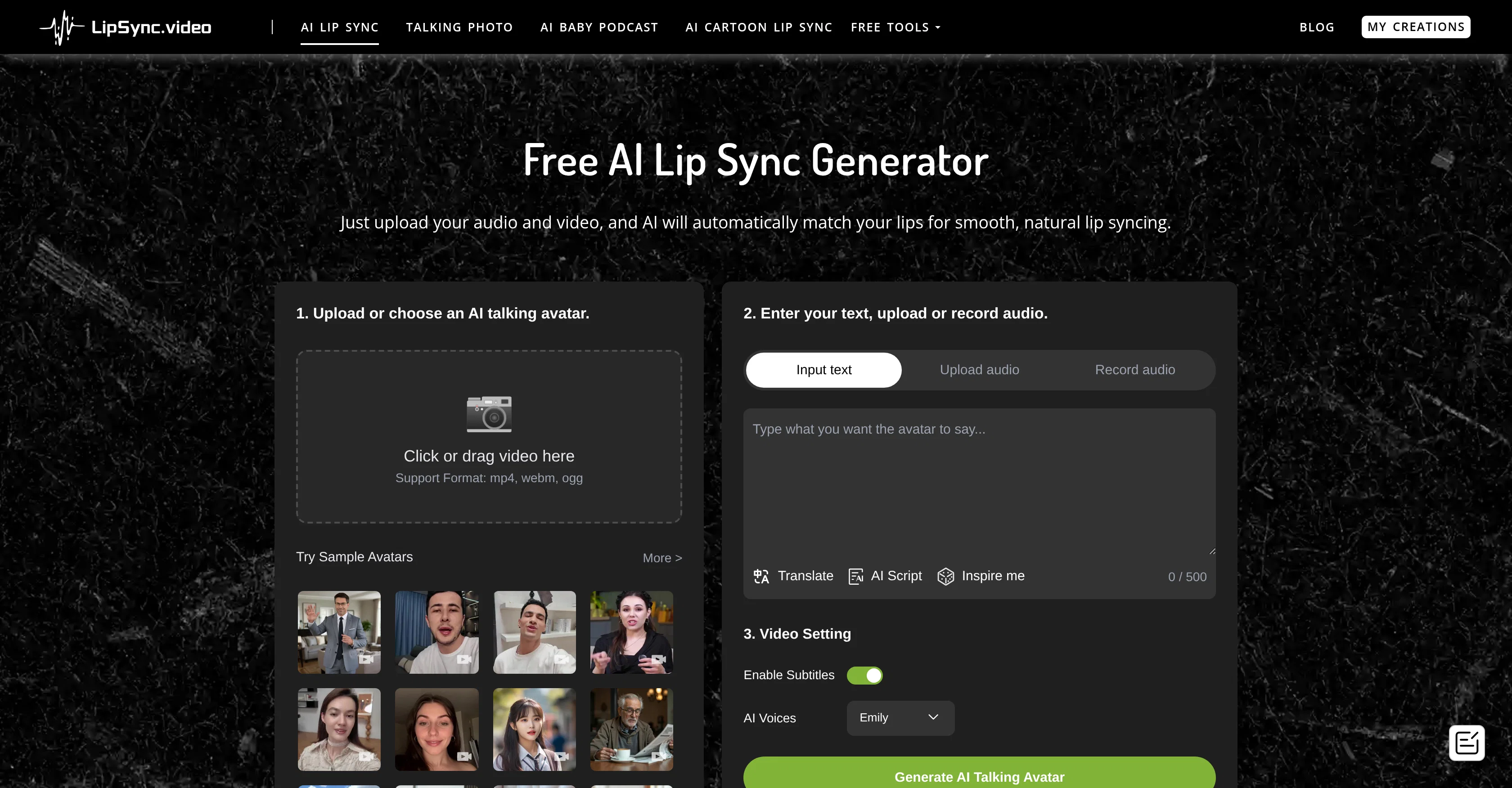 LipSync Video website