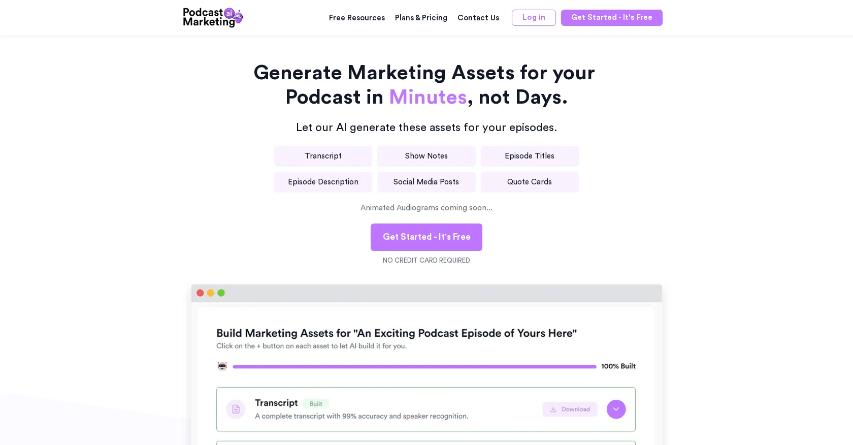 Podcast Marketing AI website