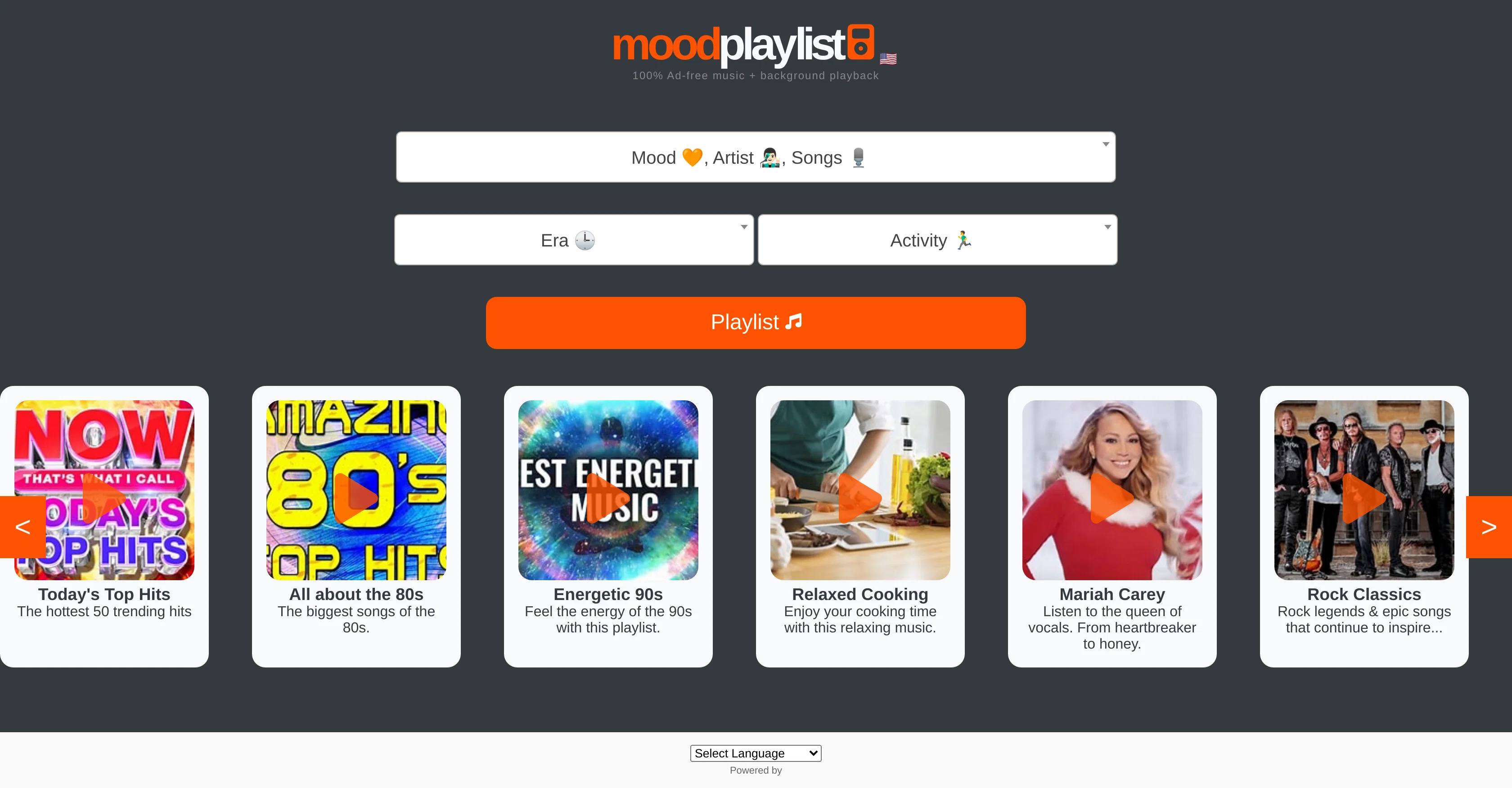 Moodplaylist website