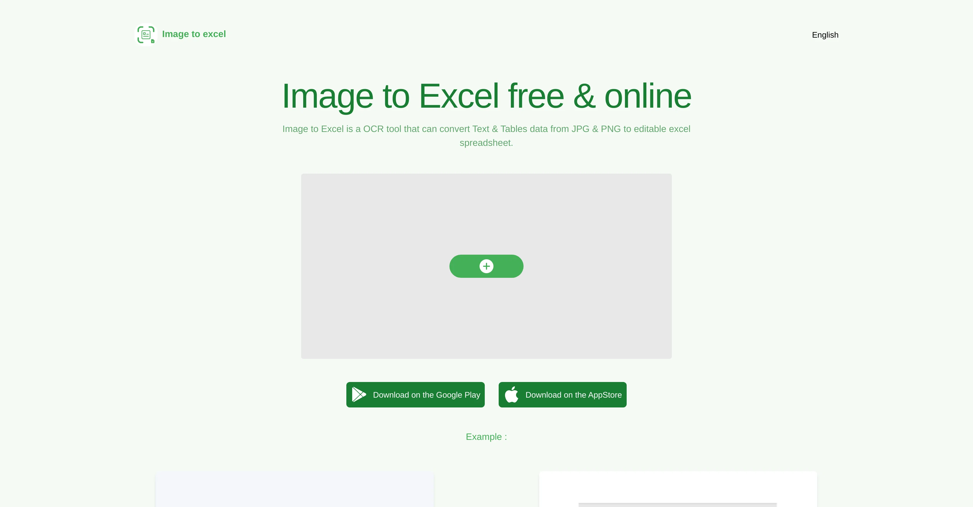Image to Excel website