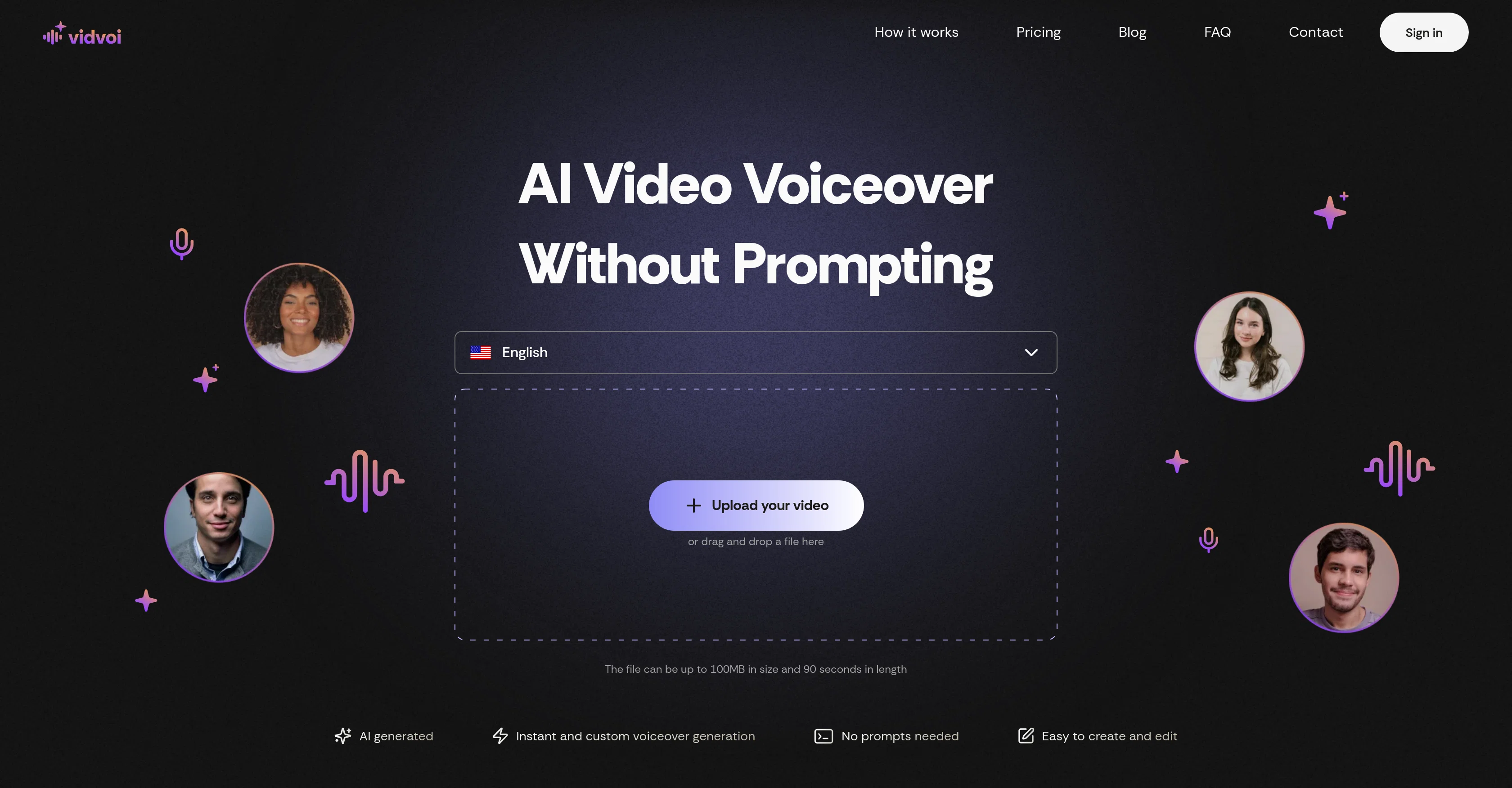 Vidvoi AI Voiceover Generator website