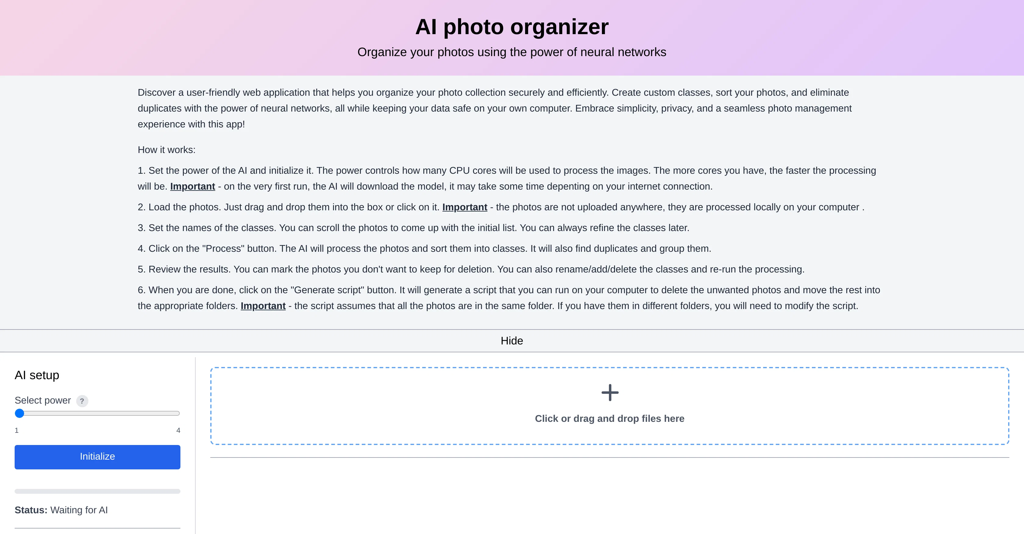 AI photo sorter website