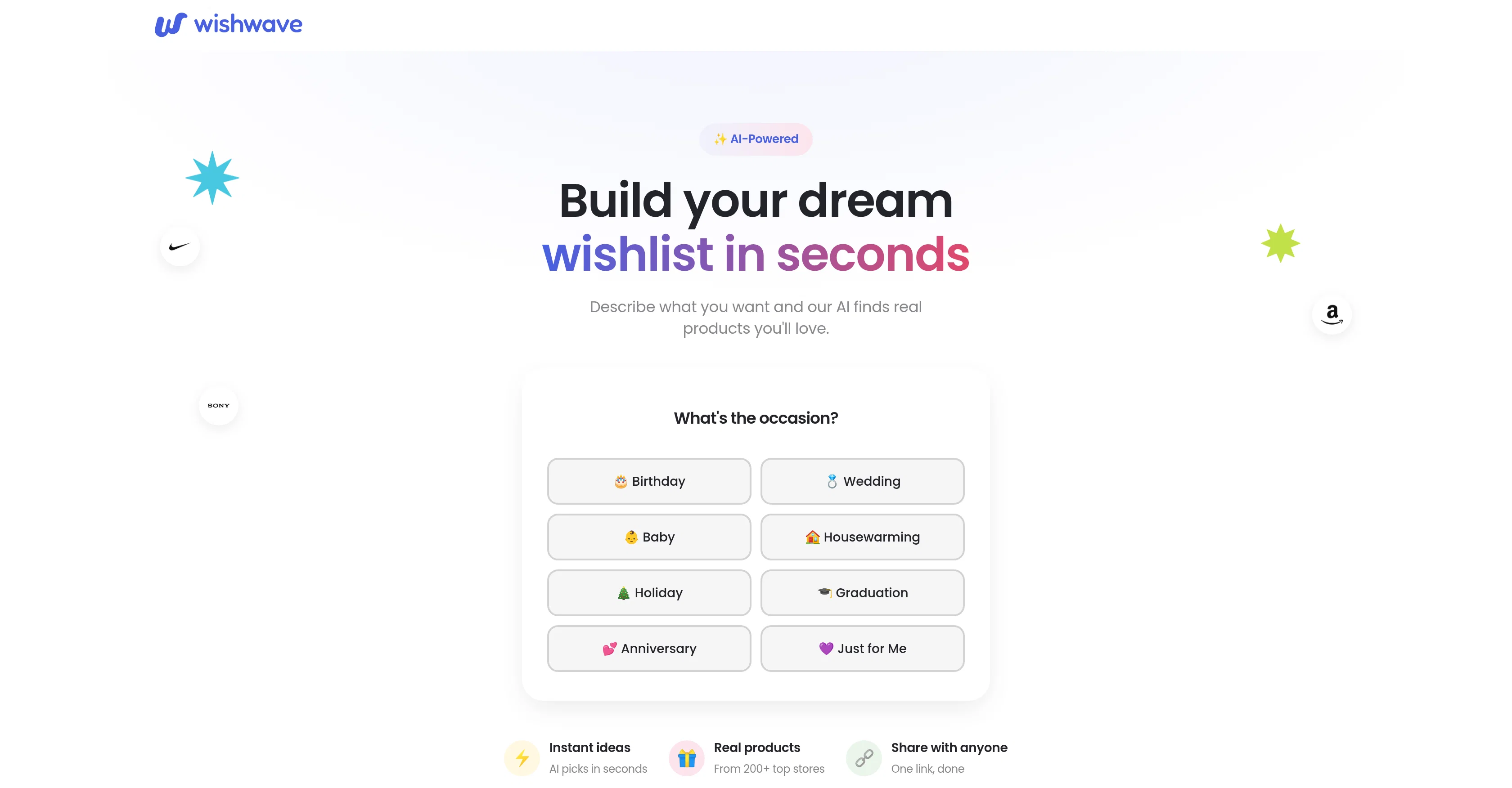 AI Gift Finder by Wishwave website