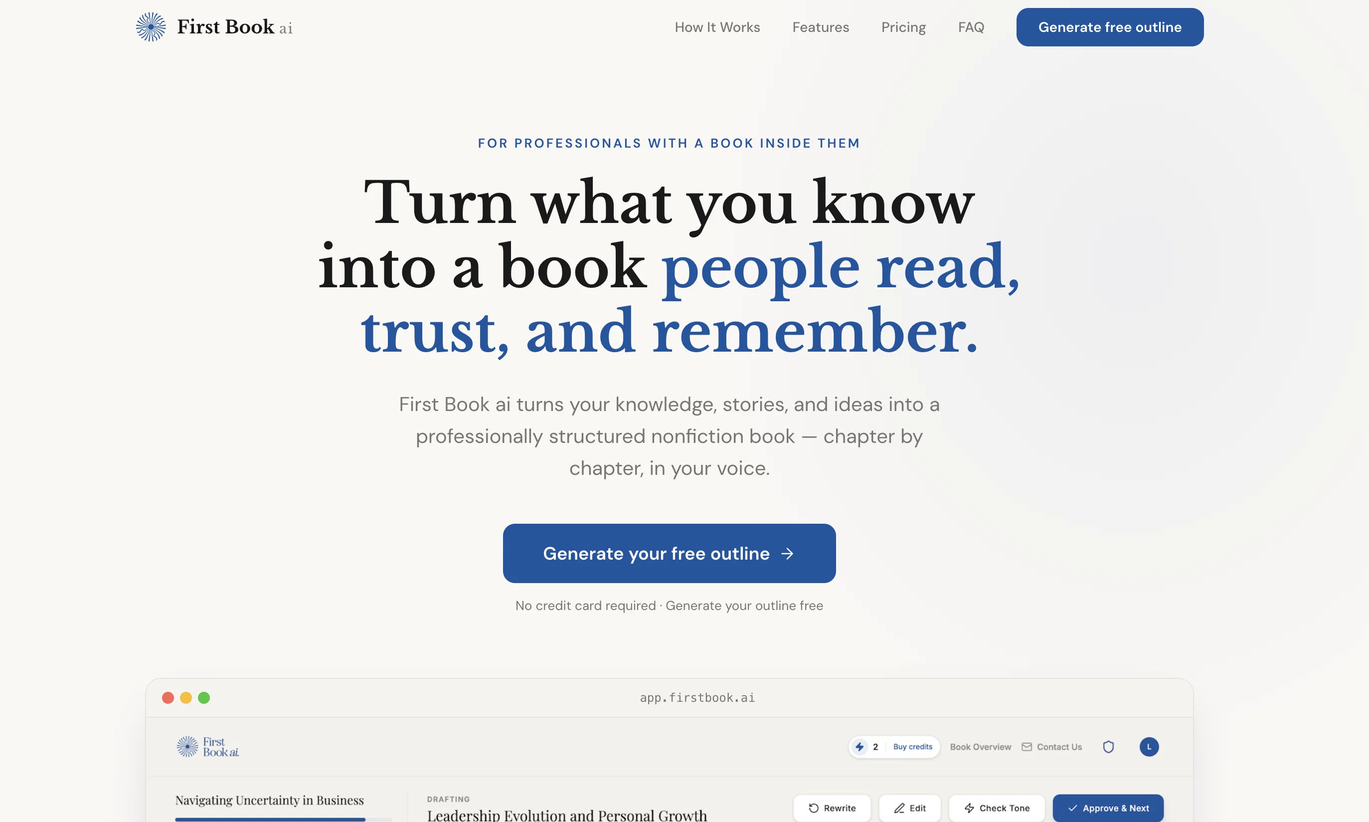 First Book AI website