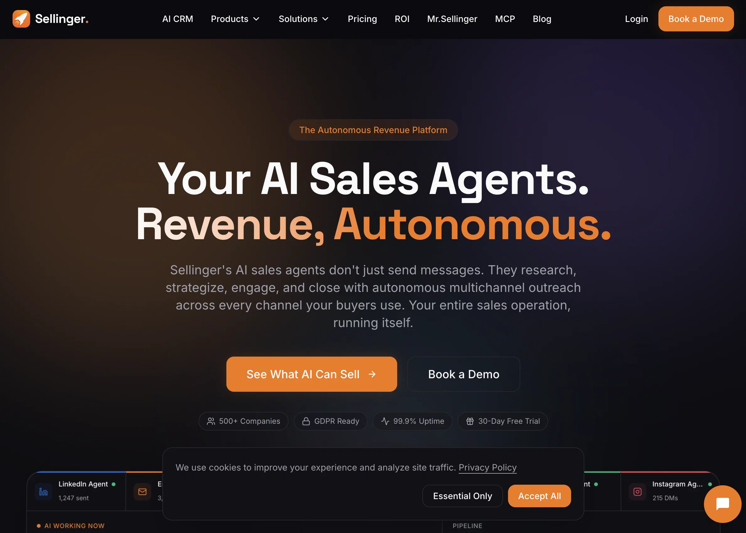 Sellinger AI website