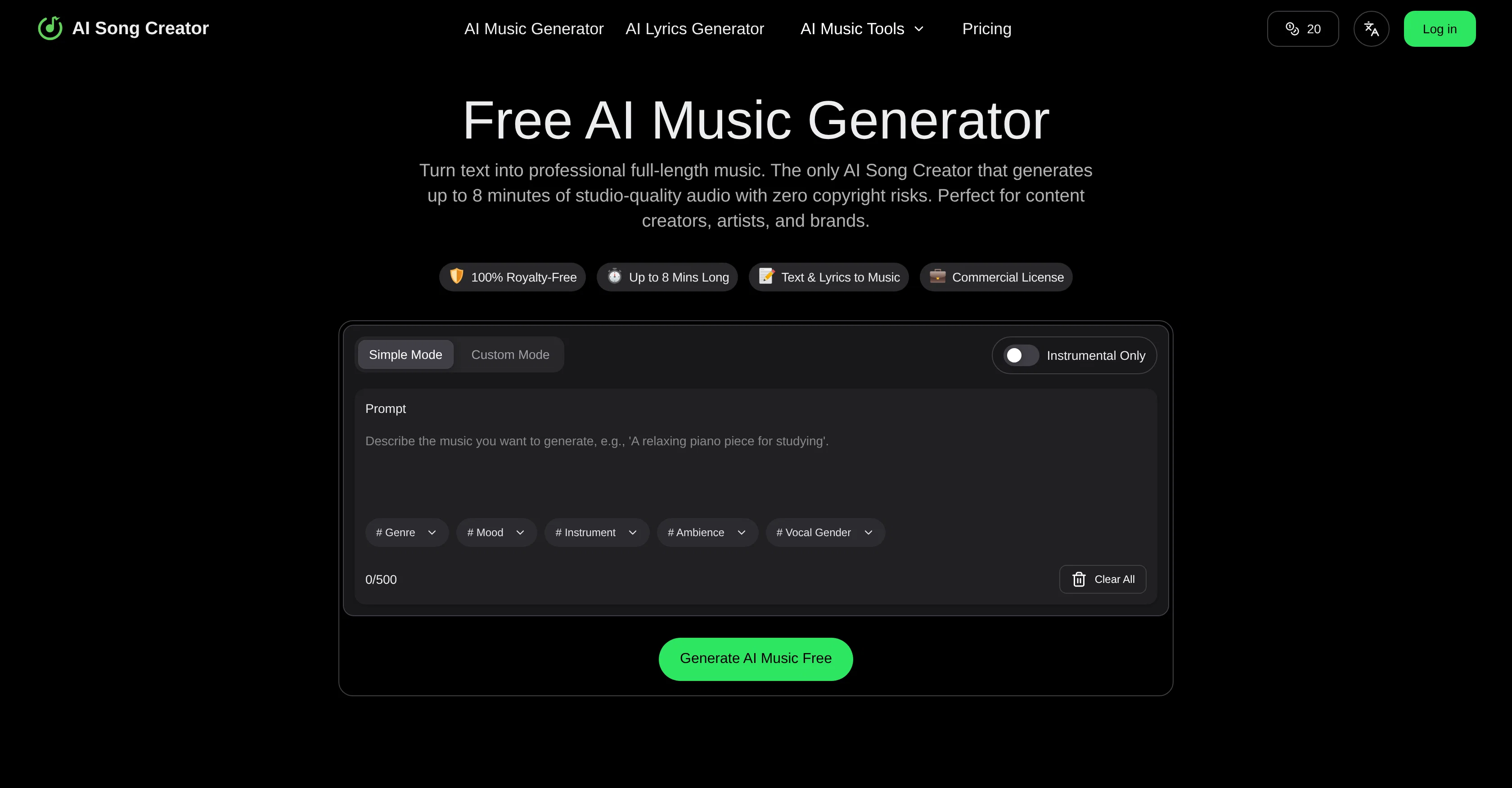 AI Song Creator.app website