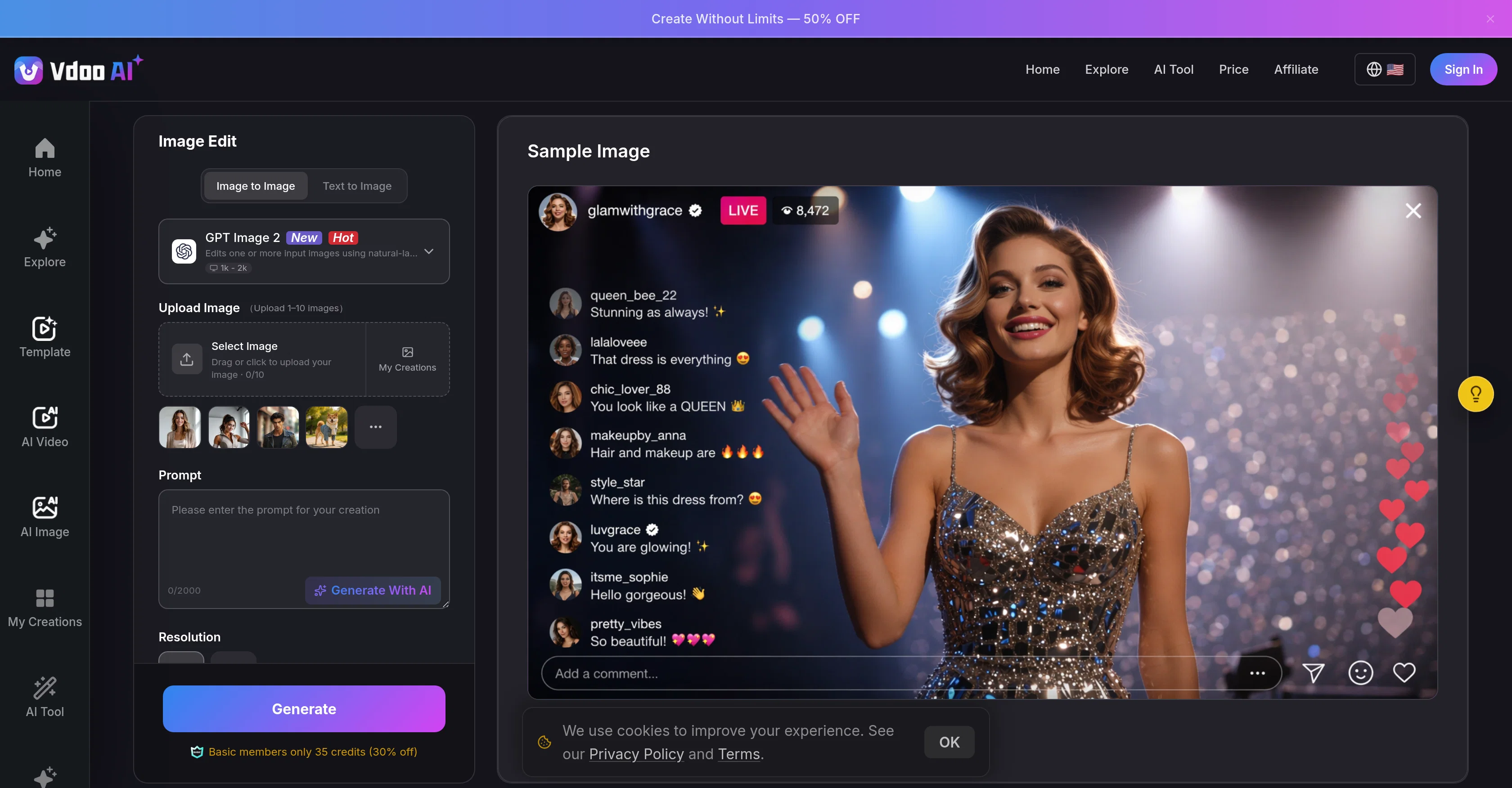 Vdoo AI | Image to Image Generator website